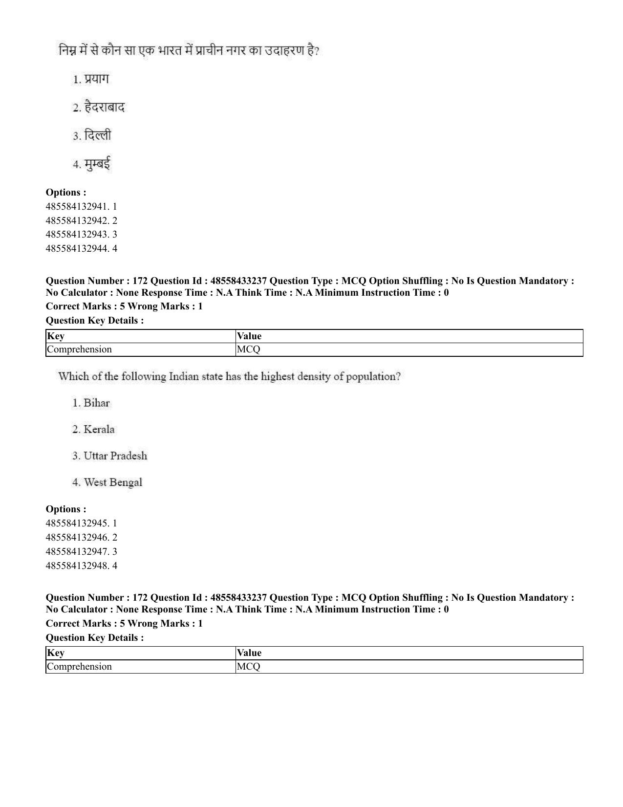 CUET 2023 English Hindi Shift 1 Question Papers - 18 June 2023 - Page 149