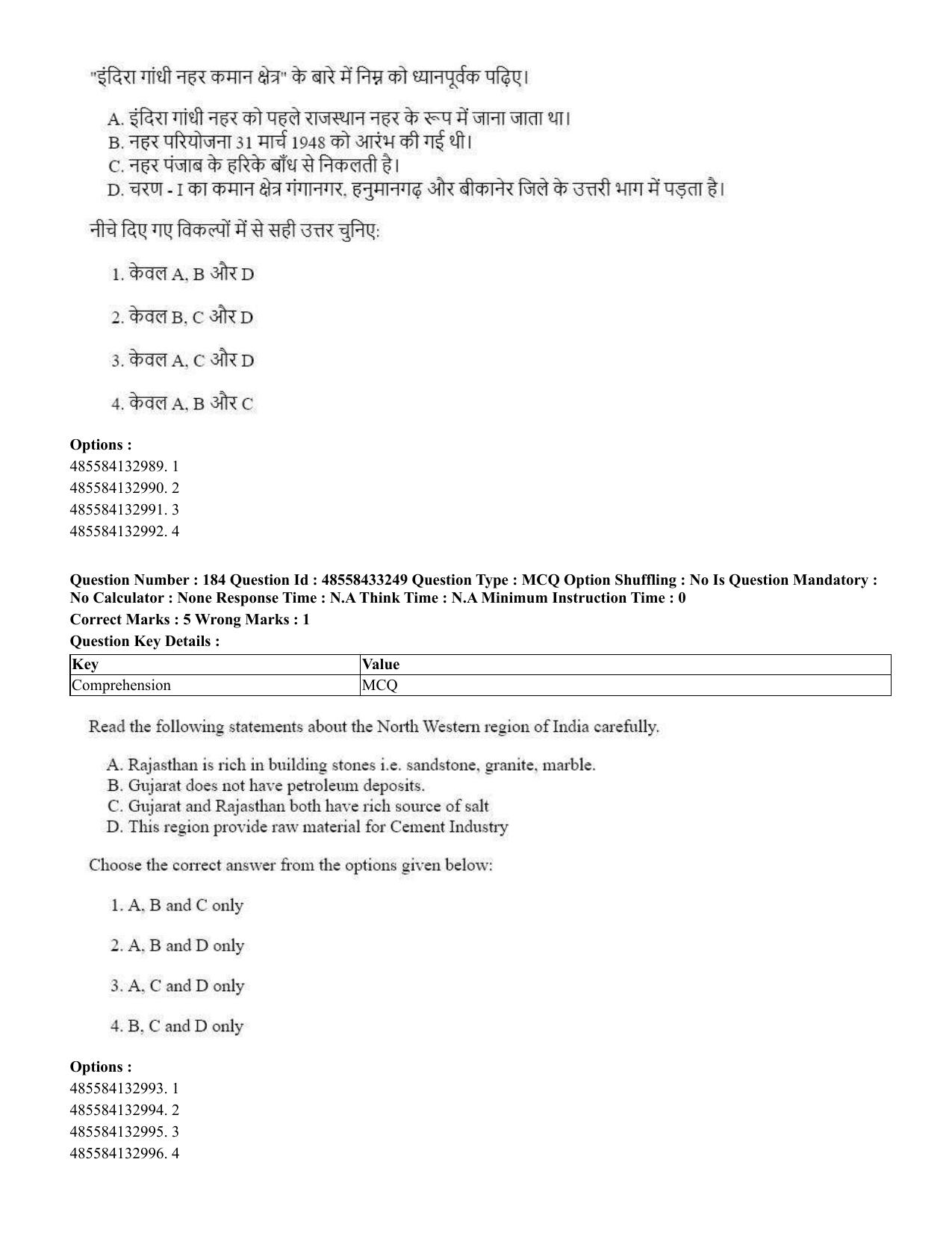 CUET 2023 English Hindi Shift 1 Question Papers - 18 June 2023 - Page 163
