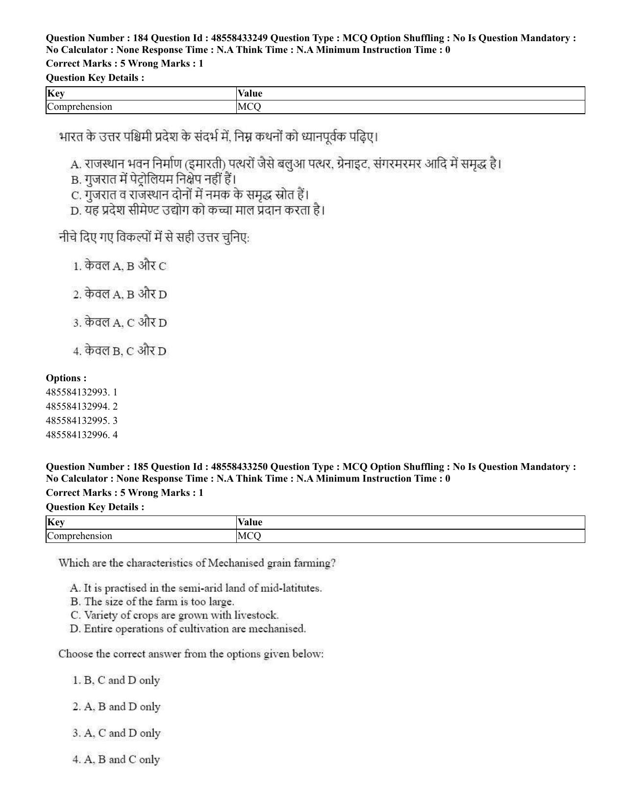CUET 2023 English Hindi Shift 1 Question Papers - 18 June 2023 - Page 164