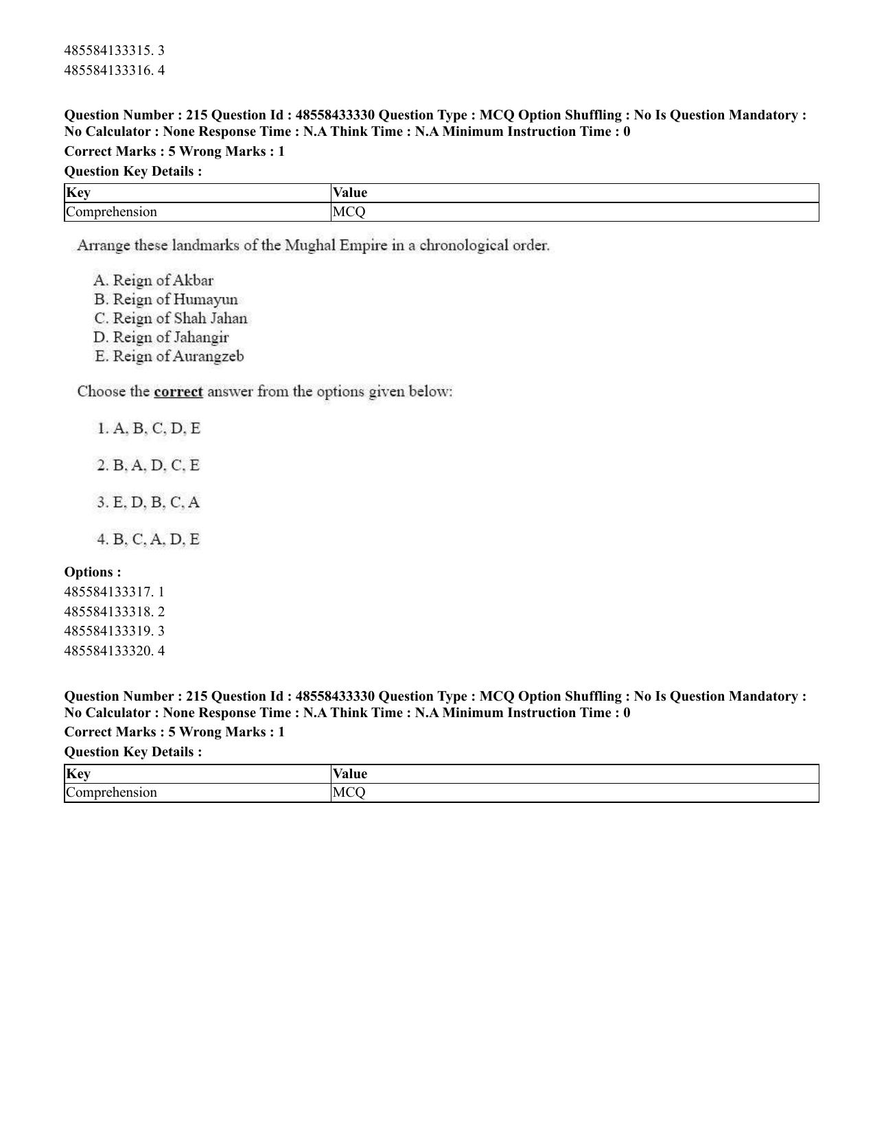 CUET 2023 English Hindi Shift 1 Question Papers - 18 June 2023 - Page 208