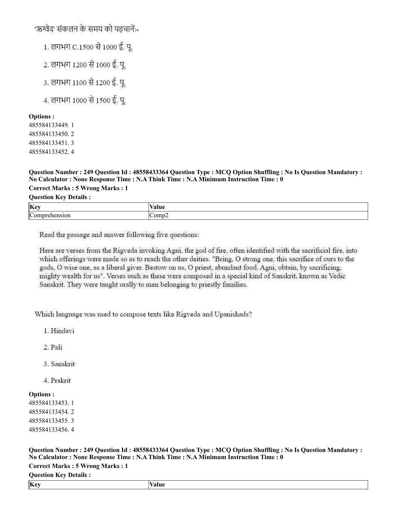 CUET 2023 English Hindi Shift 1 Question Papers - 18 June 2023 - Page 246