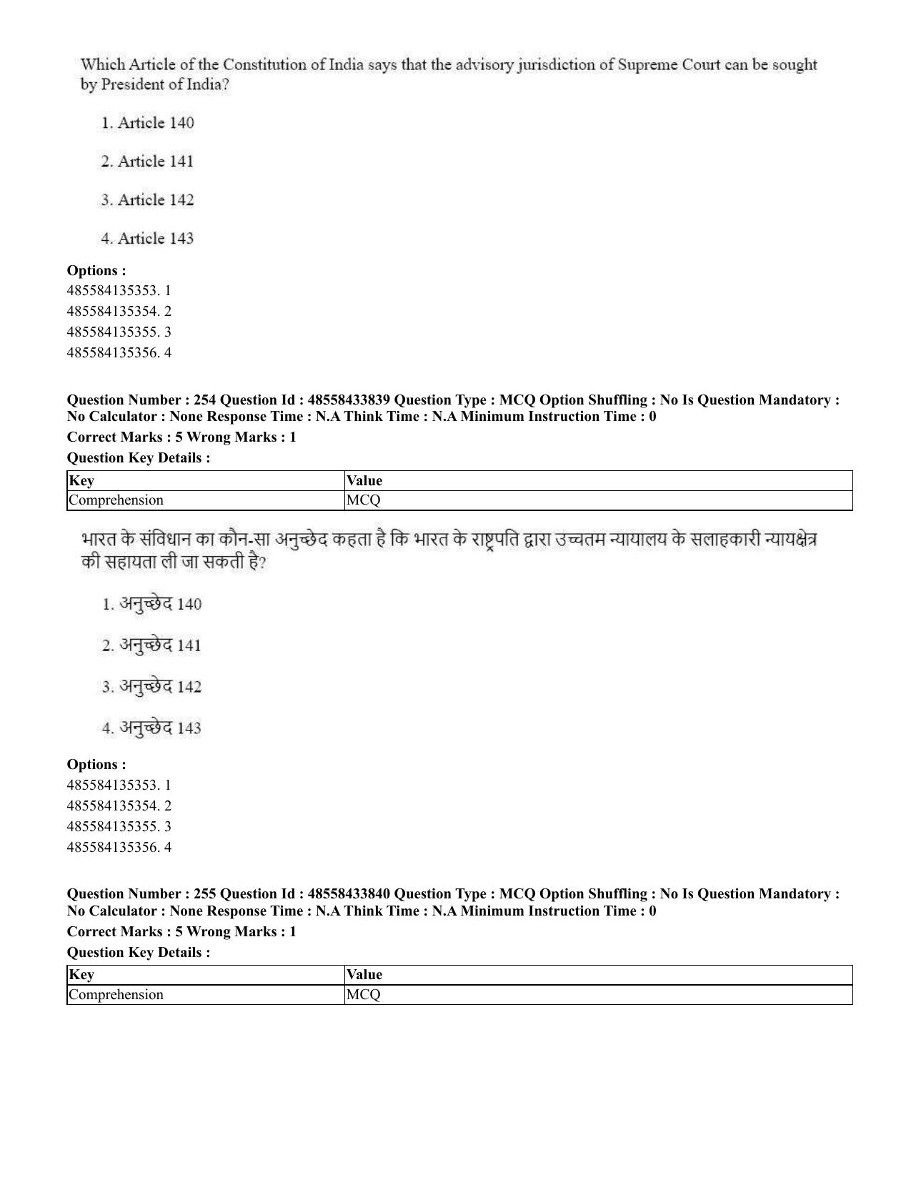 CUET 2023 English Hindi Shift 1 Question Papers - 18 June 2023 - Page 253