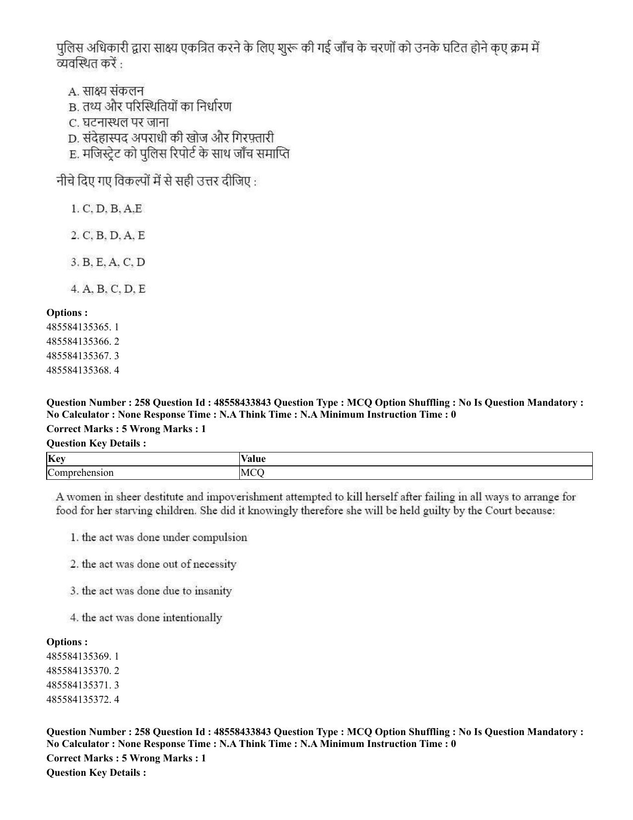 CUET 2023 English Hindi Shift 1 Question Papers - 18 June 2023 - Page 257
