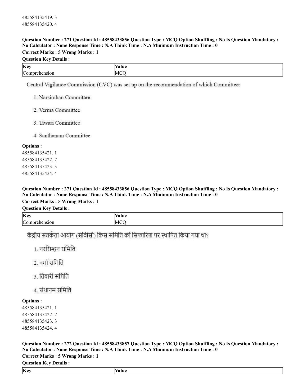 CUET 2023 English Hindi Shift 1 Question Papers - 18 June 2023 - Page 271