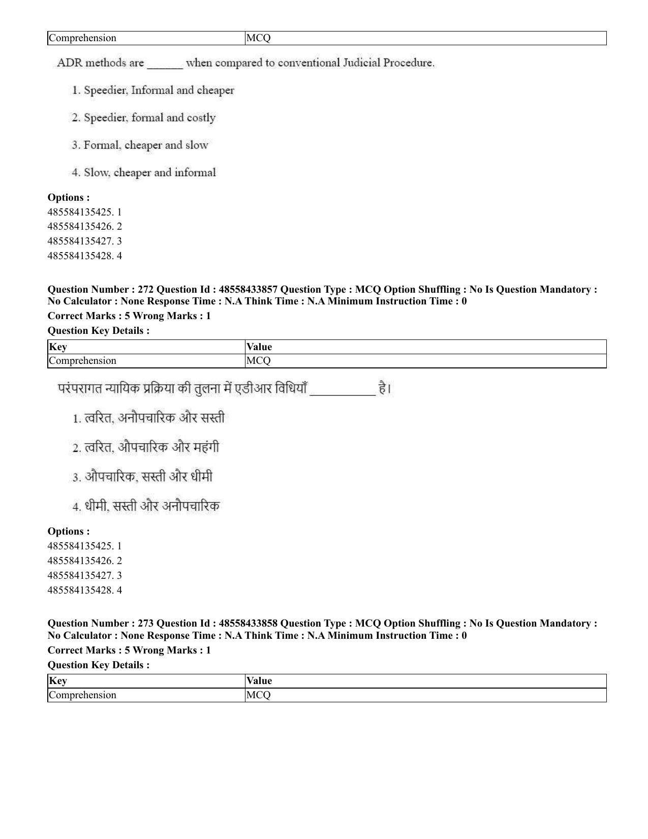 CUET 2023 English Hindi Shift 1 Question Papers - 18 June 2023 - Page 272