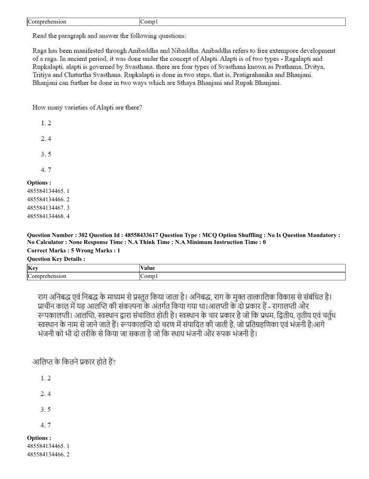 CUET 2023 English Hindi Shift 1 Question Papers - 18 June 2023 - Page 308