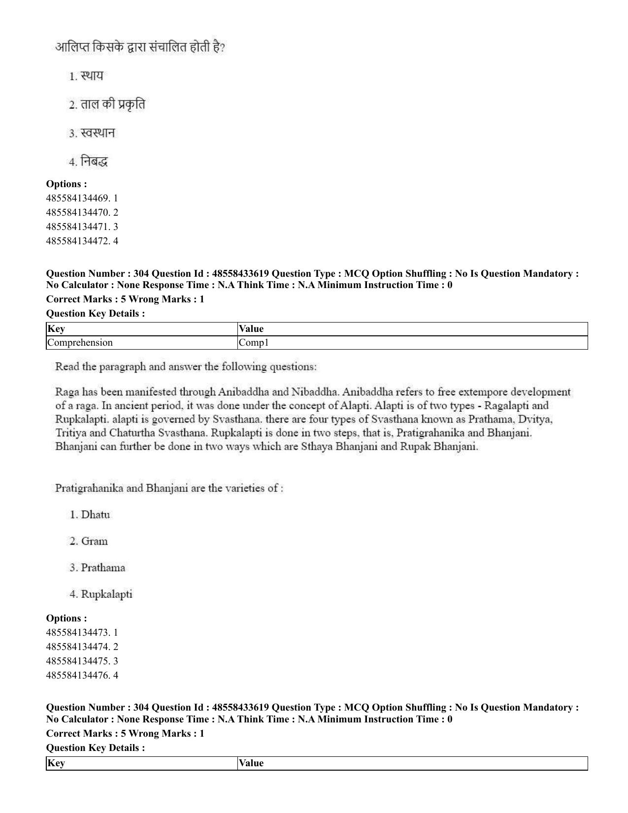CUET 2023 English Hindi Shift 1 Question Papers - 18 June 2023 - Page 310