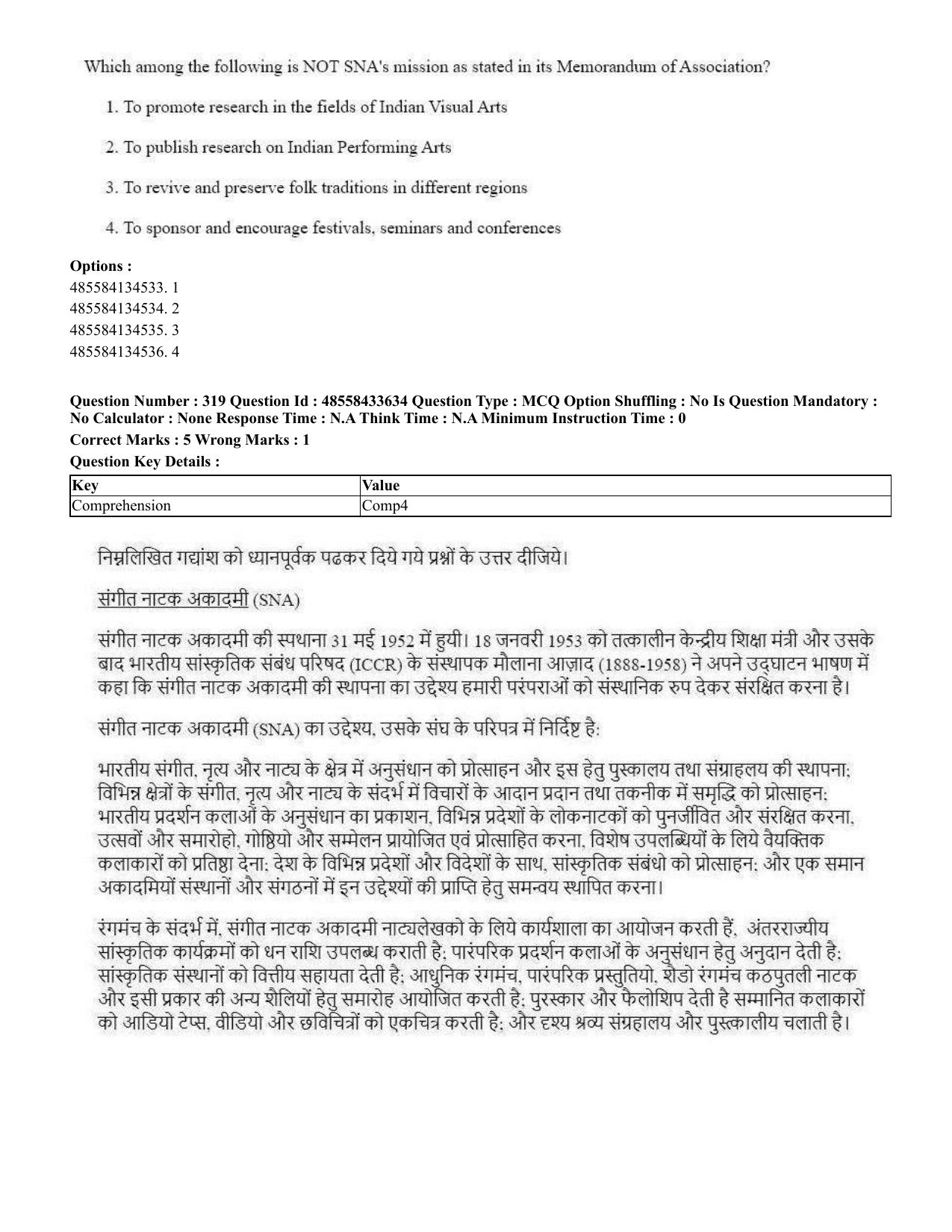 CUET 2023 English Hindi Shift 1 Question Papers - 18 June 2023 - Page 334