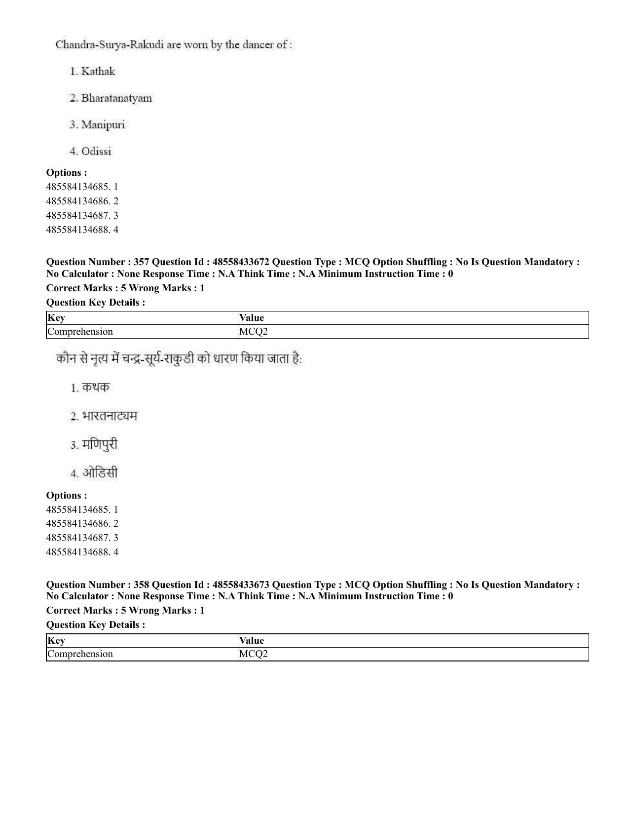 CUET 2023 English Hindi Shift 1 Question Papers - 18 June 2023 - Page 376
