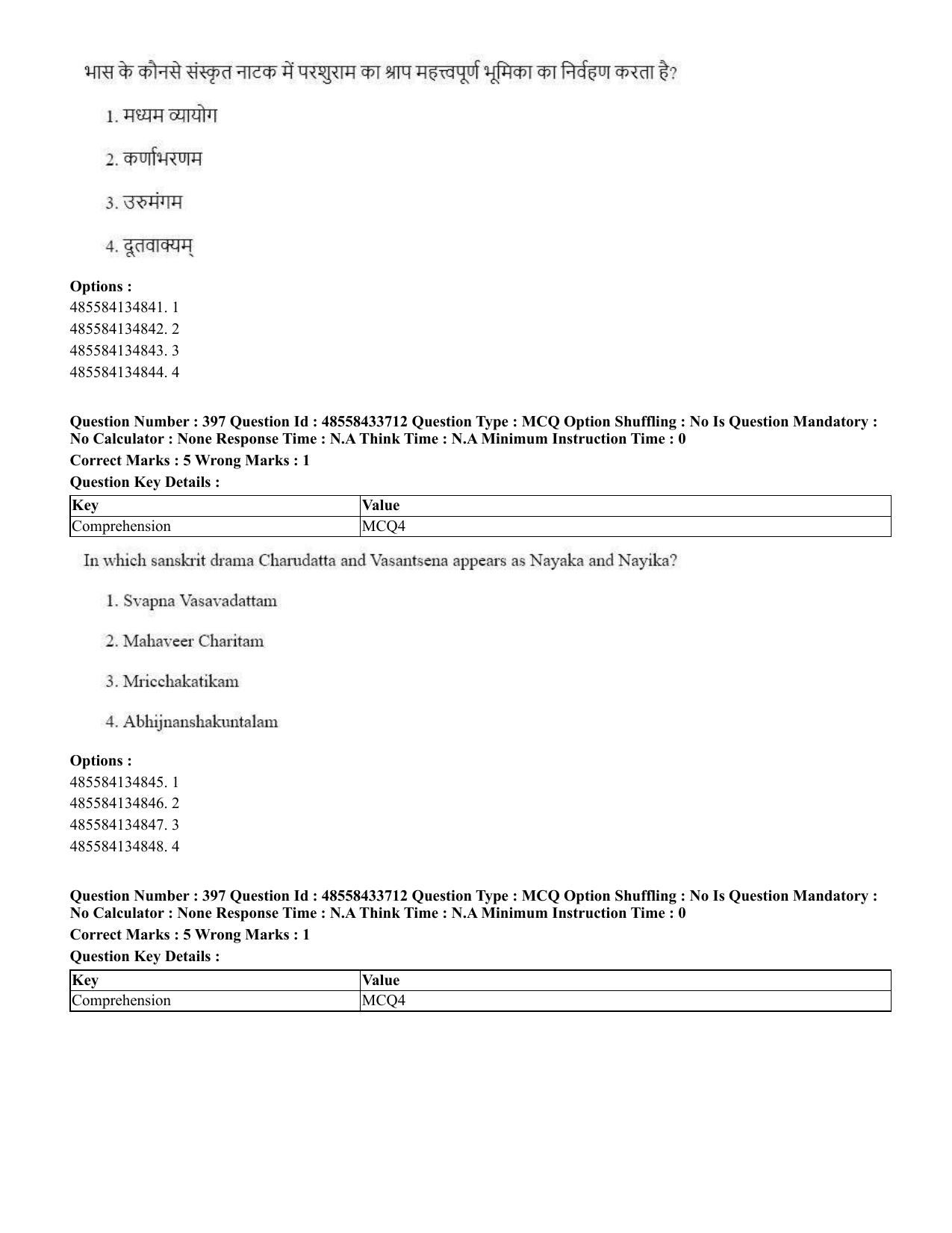 CUET 2023 English Hindi Shift 1 Question Papers - 18 June 2023 - Page 421