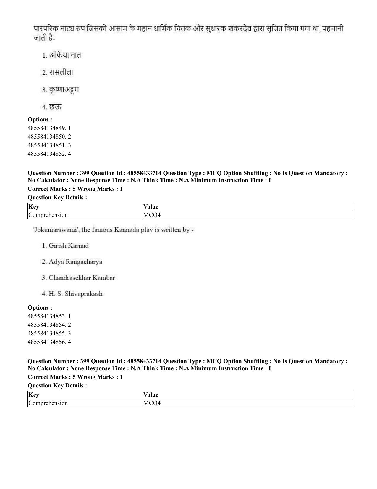 CUET 2023 English Hindi Shift 1 Question Papers - 18 June 2023 - Page 423