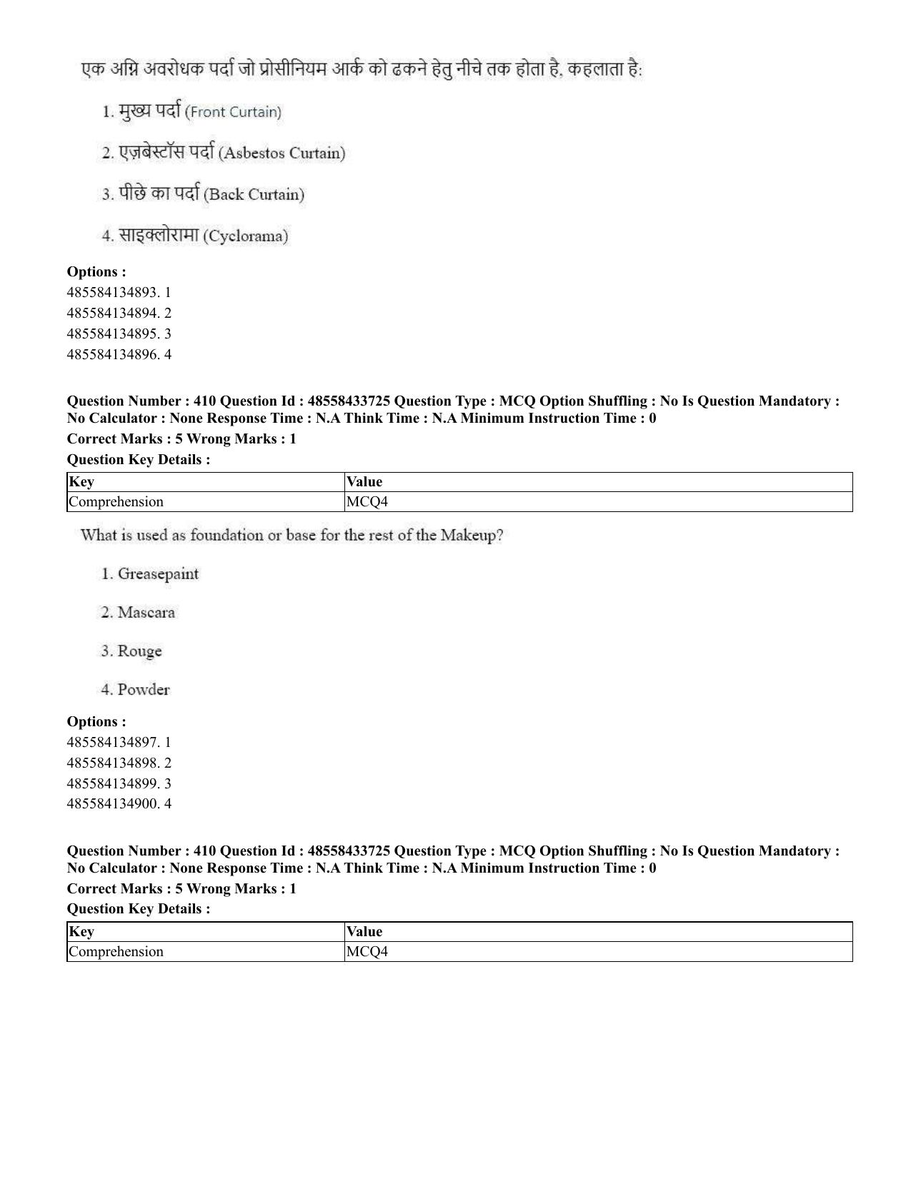 CUET 2023 English Hindi Shift 1 Question Papers - 18 June 2023 - Page 434