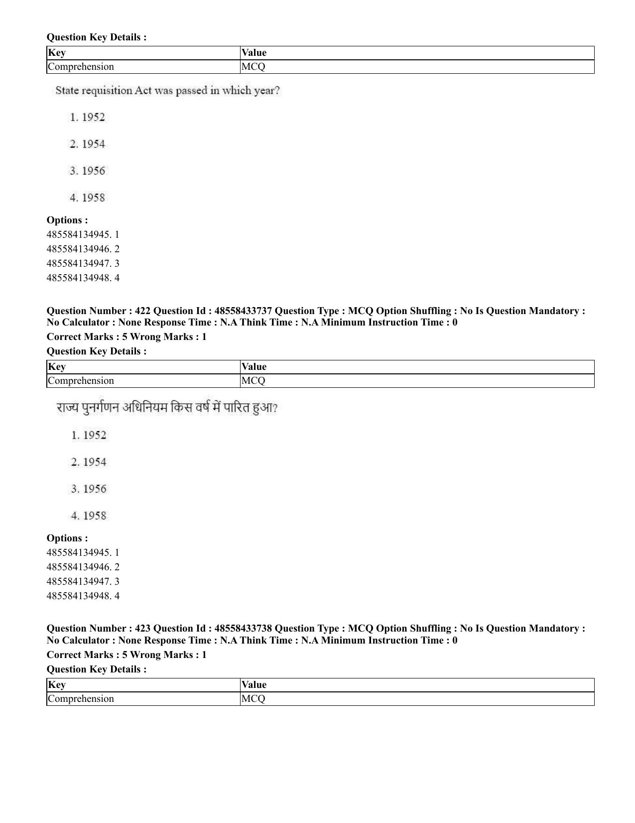 CUET 2023 English Hindi Shift 1 Question Papers - 18 June 2023 - Page 450
