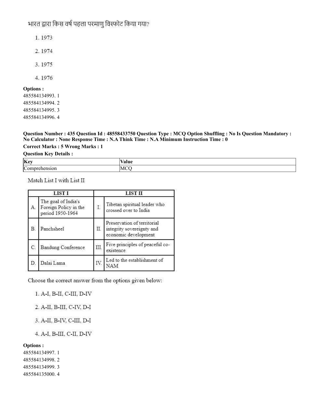 CUET 2023 English Hindi Shift 1 Question Papers - 18 June 2023 - Page 463