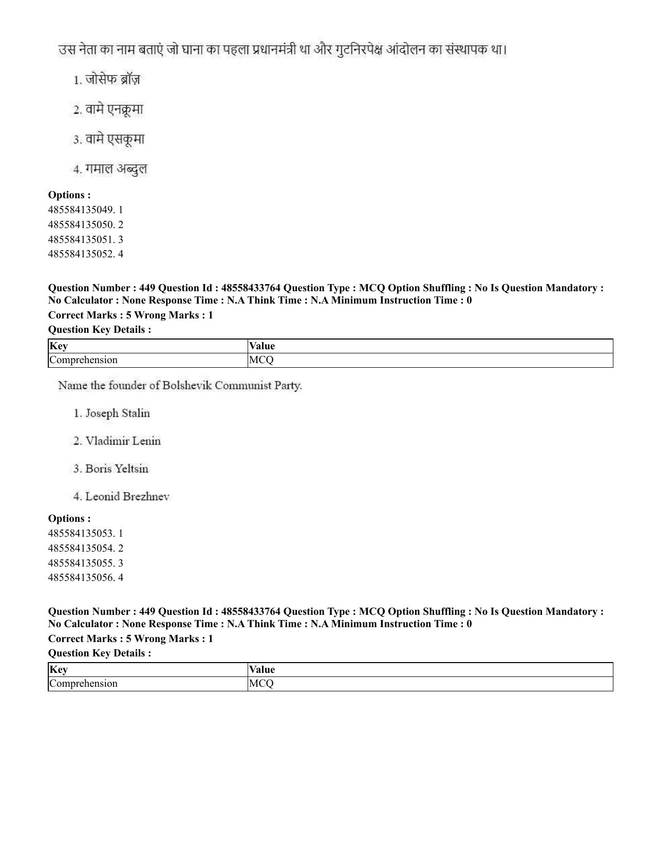CUET 2023 English Hindi Shift 1 Question Papers - 18 June 2023 - Page 477