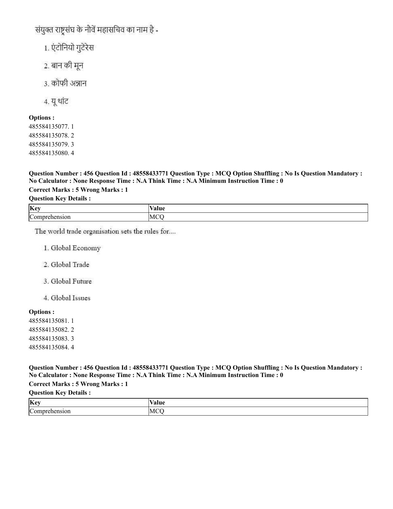 CUET 2023 English Hindi Shift 1 Question Papers - 18 June 2023 - Page 484