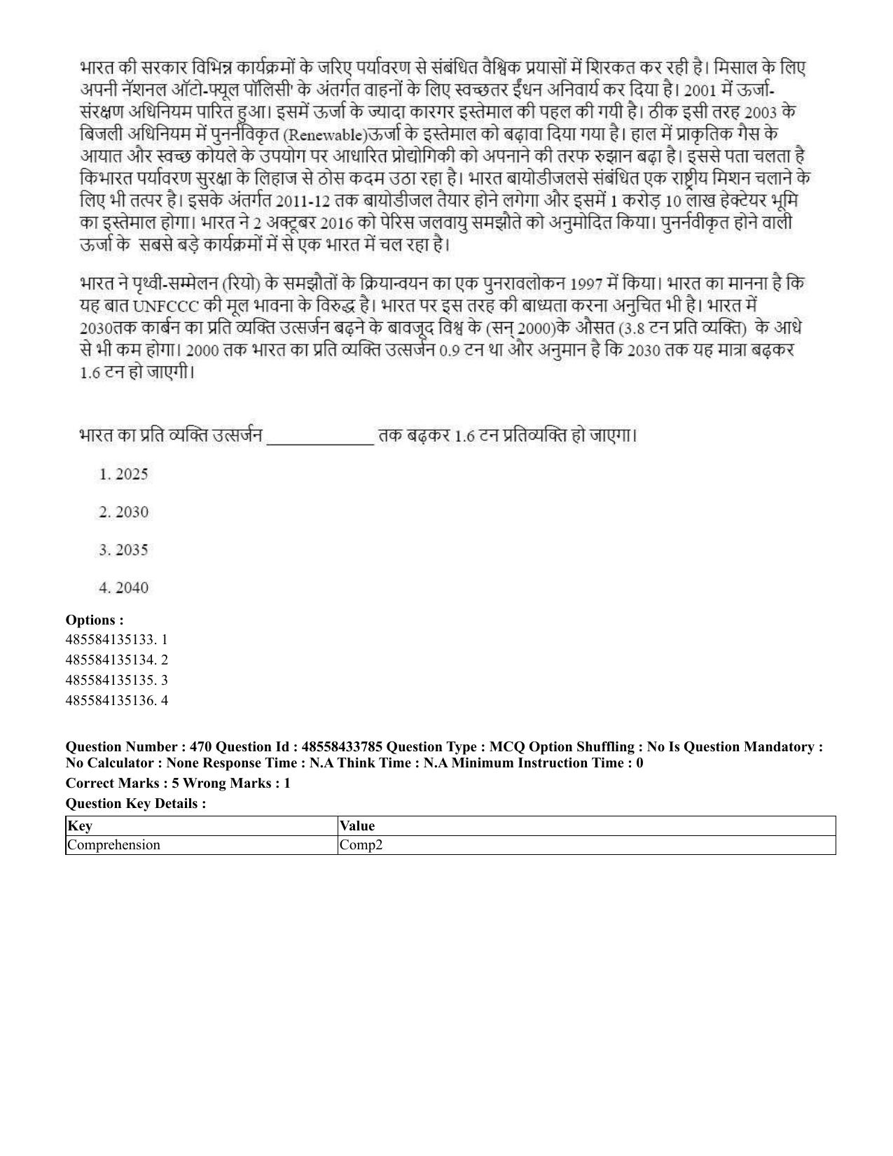 CUET 2023 English Hindi Shift 1 Question Papers - 18 June 2023 - Page 504