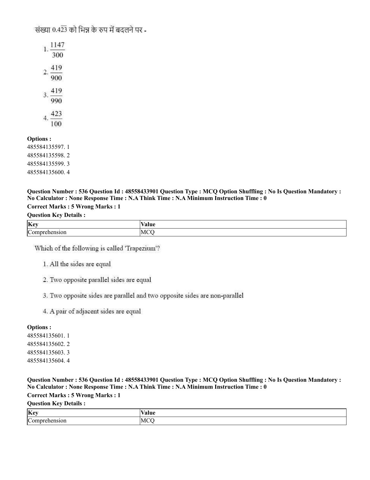 CUET 2023 English Hindi Shift 1 Question Papers - 18 June 2023 - Page 581