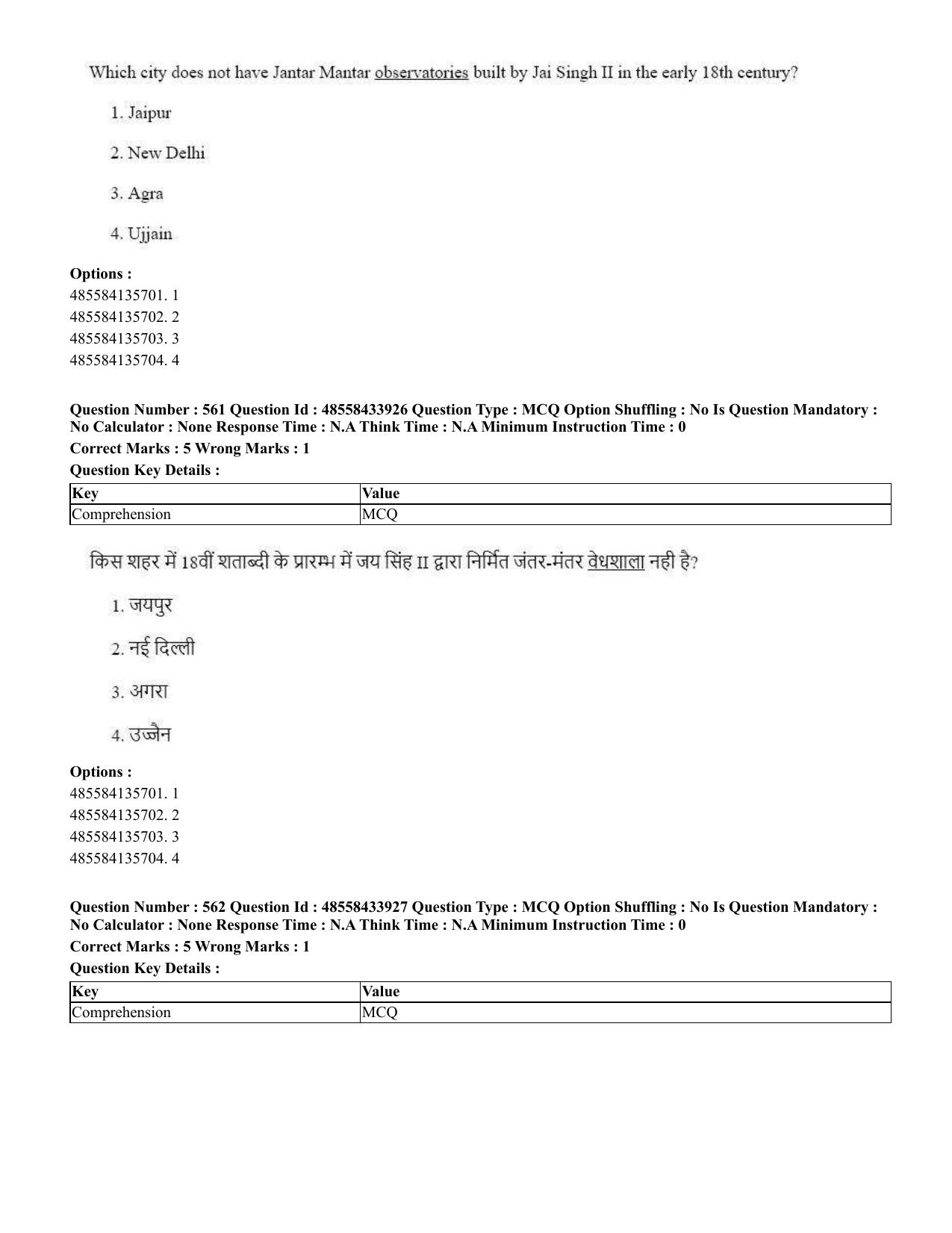 CUET 2023 English Hindi Shift 1 Question Papers - 18 June 2023 - Page 611