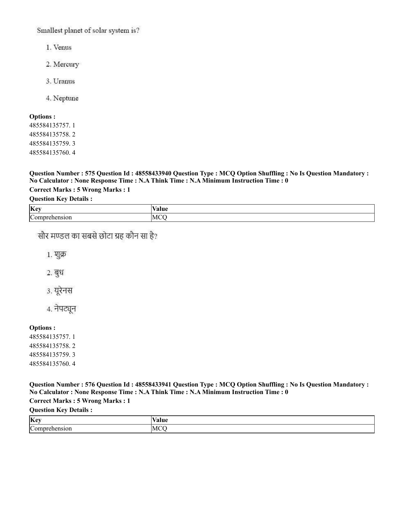 CUET 2023 English Hindi Shift 1 Question Papers - 18 June 2023 - Page 625