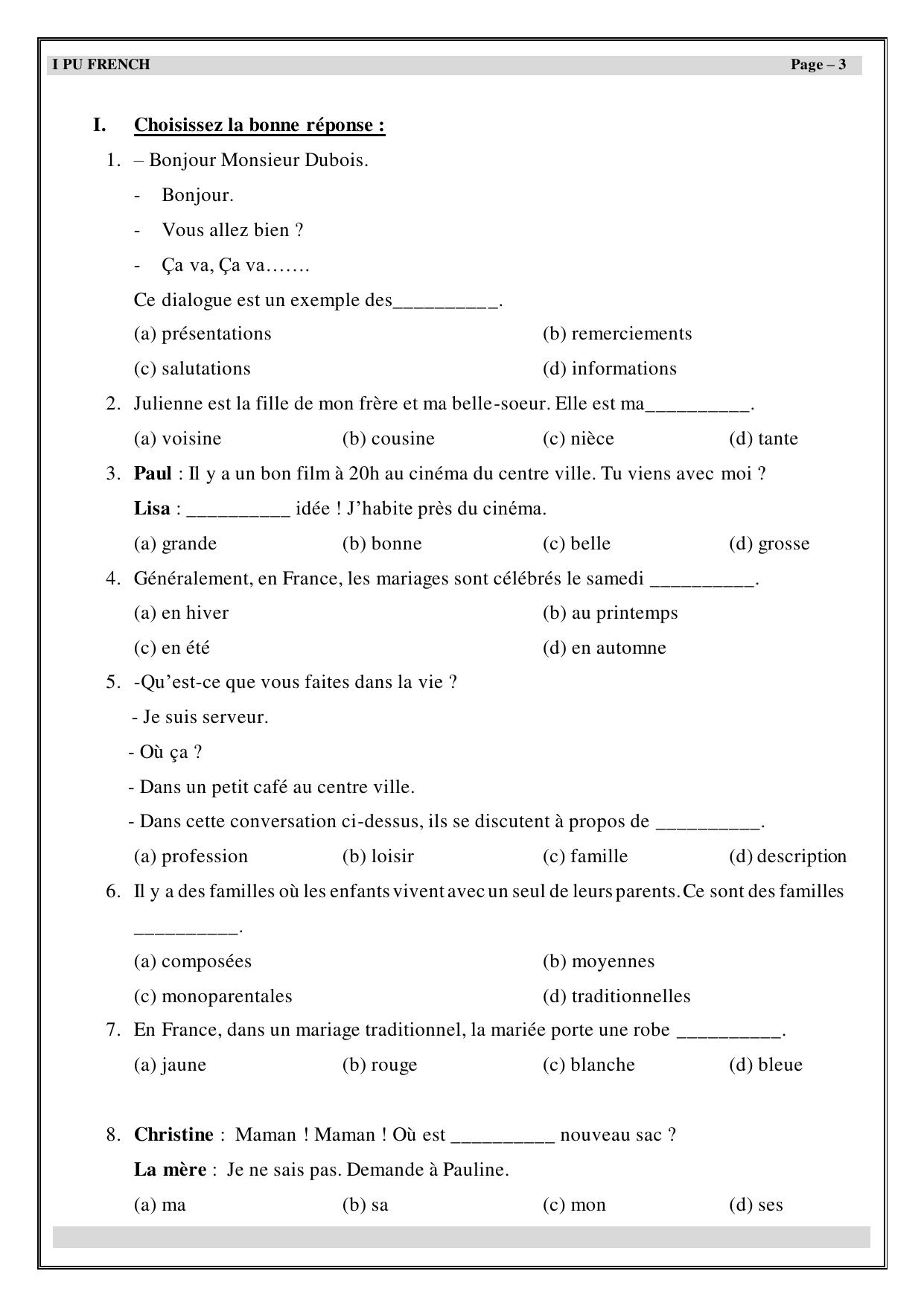 Karnataka 1st PUC Question Bank 2025 - French - Page 4