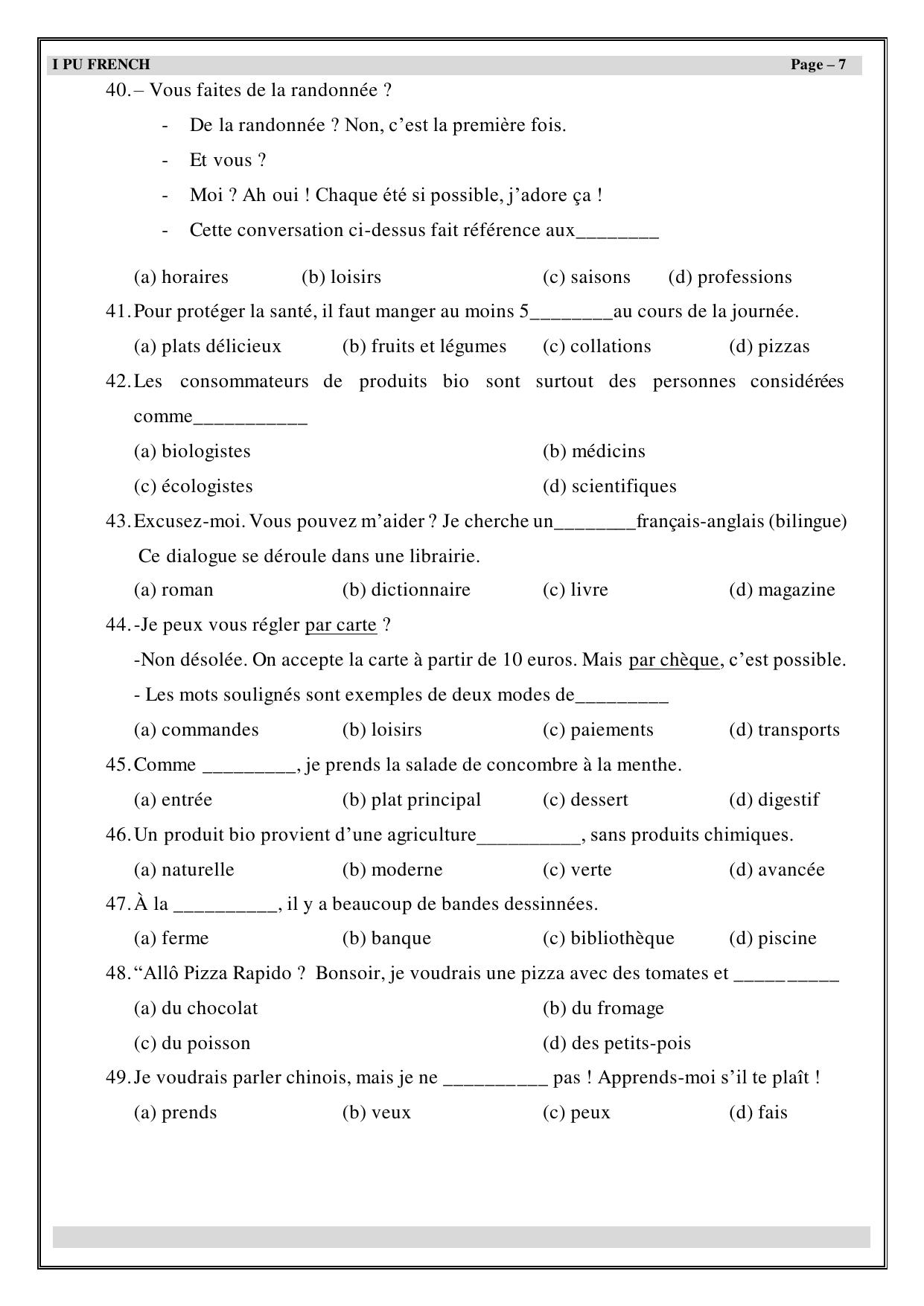 Karnataka 1st PUC Question Bank 2025 - French - Page 8