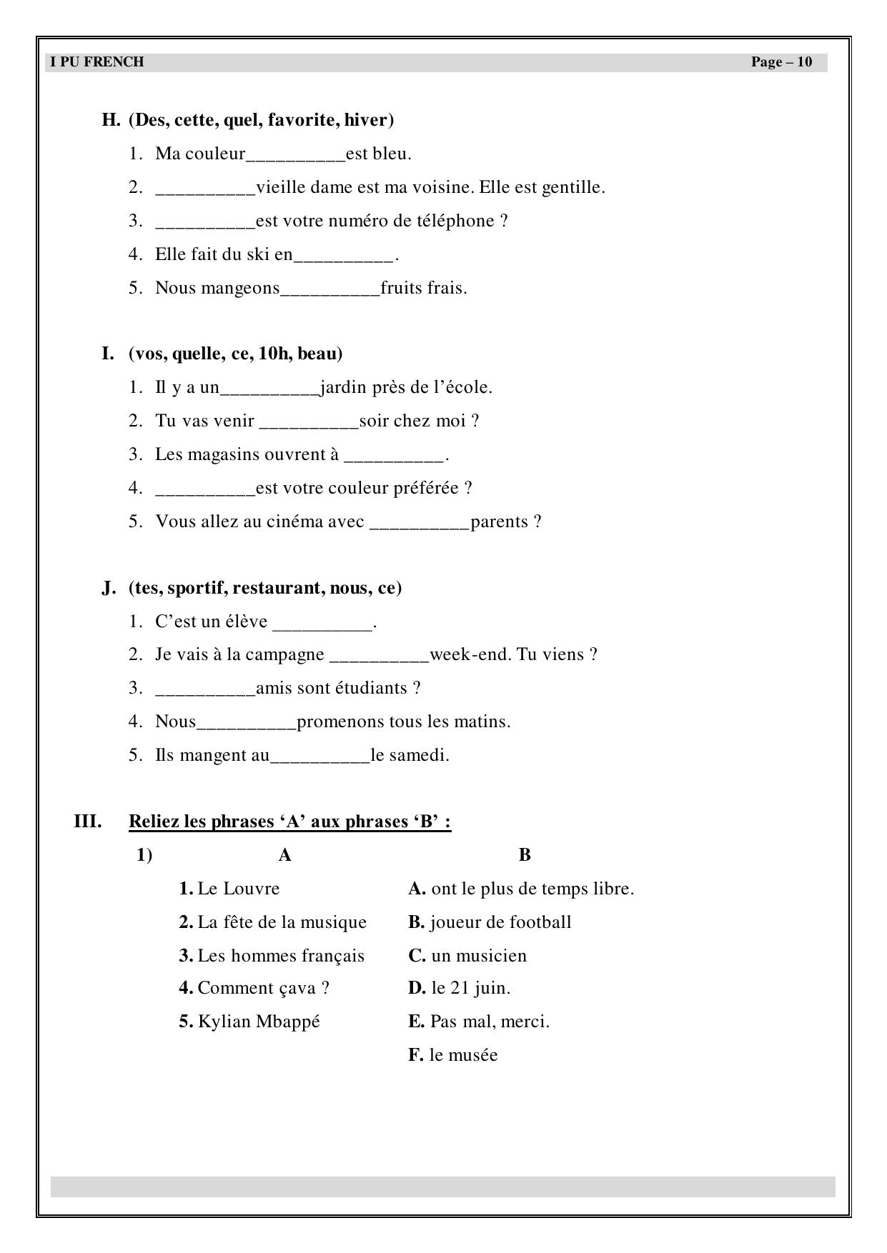 Karnataka 1st PUC Question Bank 2025 - French - Page 11