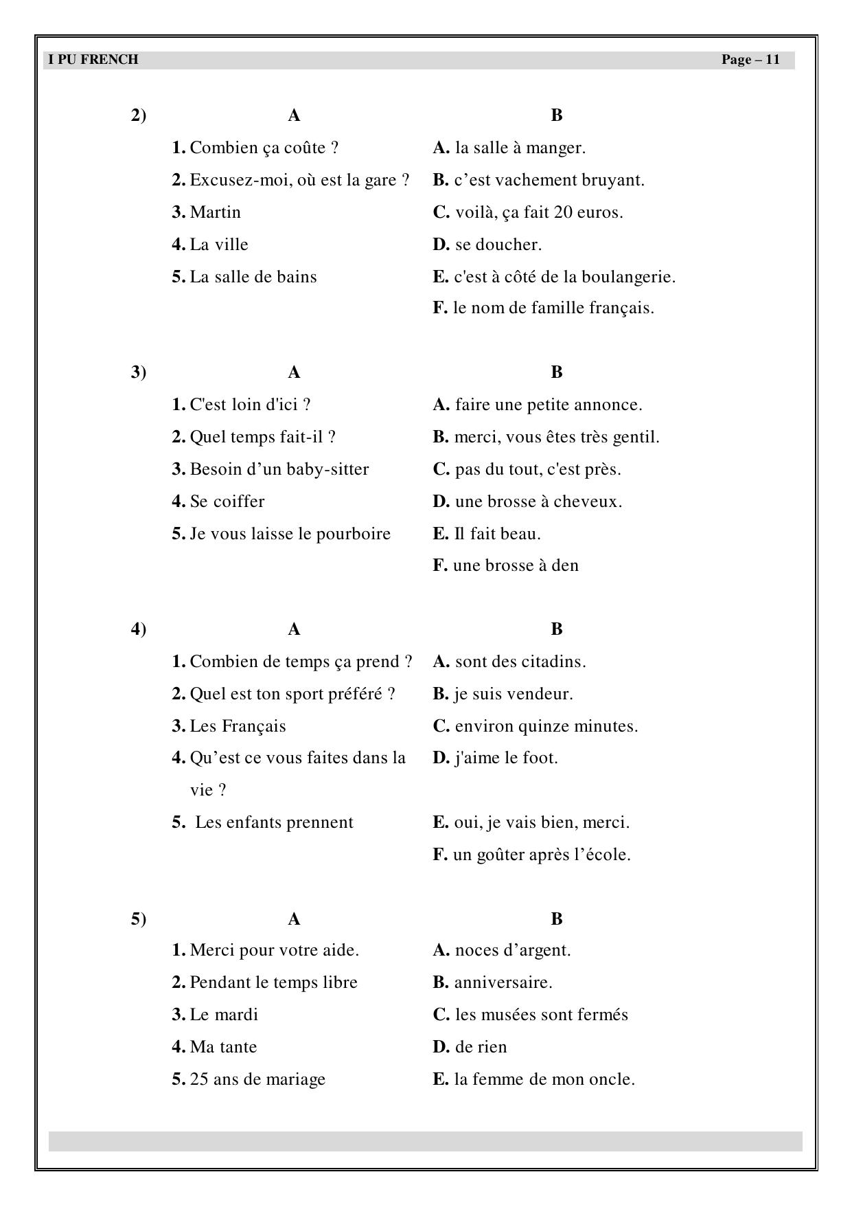 Karnataka 1st PUC Question Bank 2025 - French - Page 12