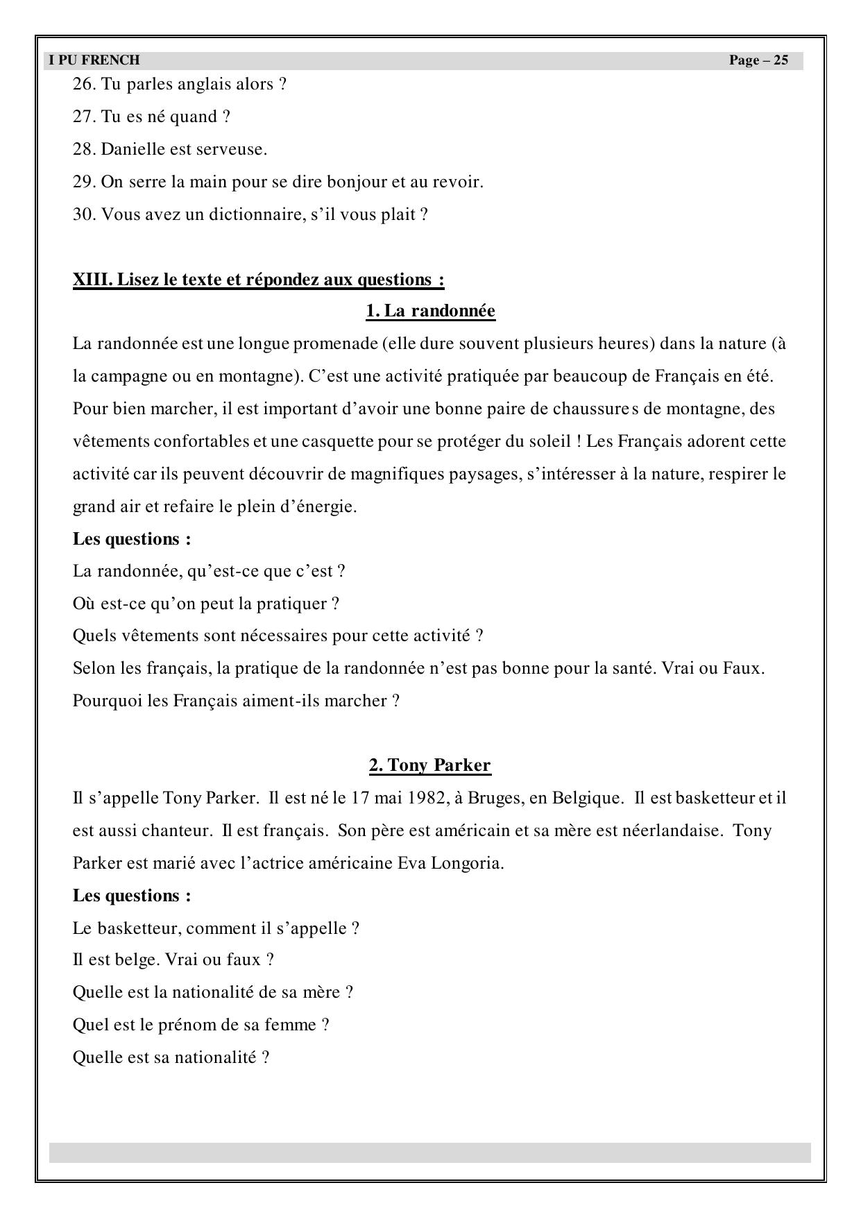 Karnataka 1st PUC Question Bank 2025 - French - Page 26