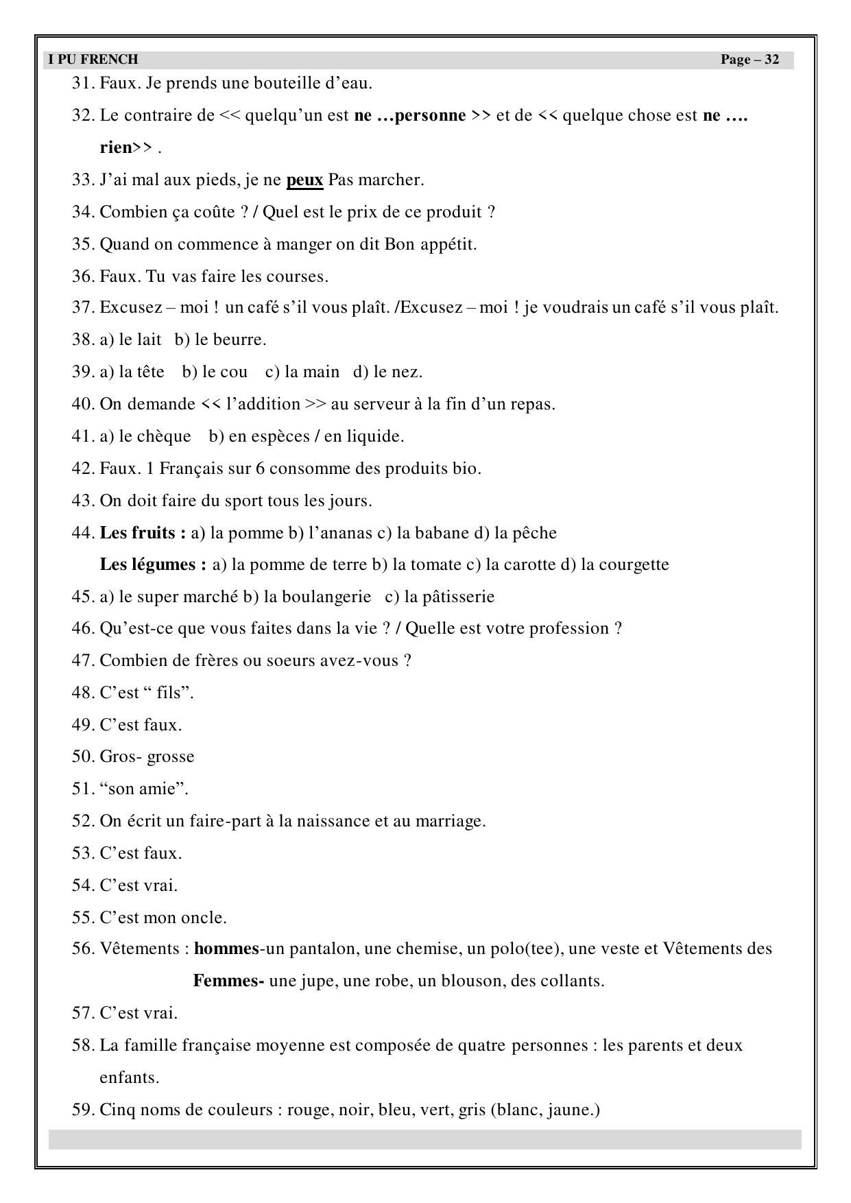Karnataka 1st PUC Question Bank 2025 - French - Page 33