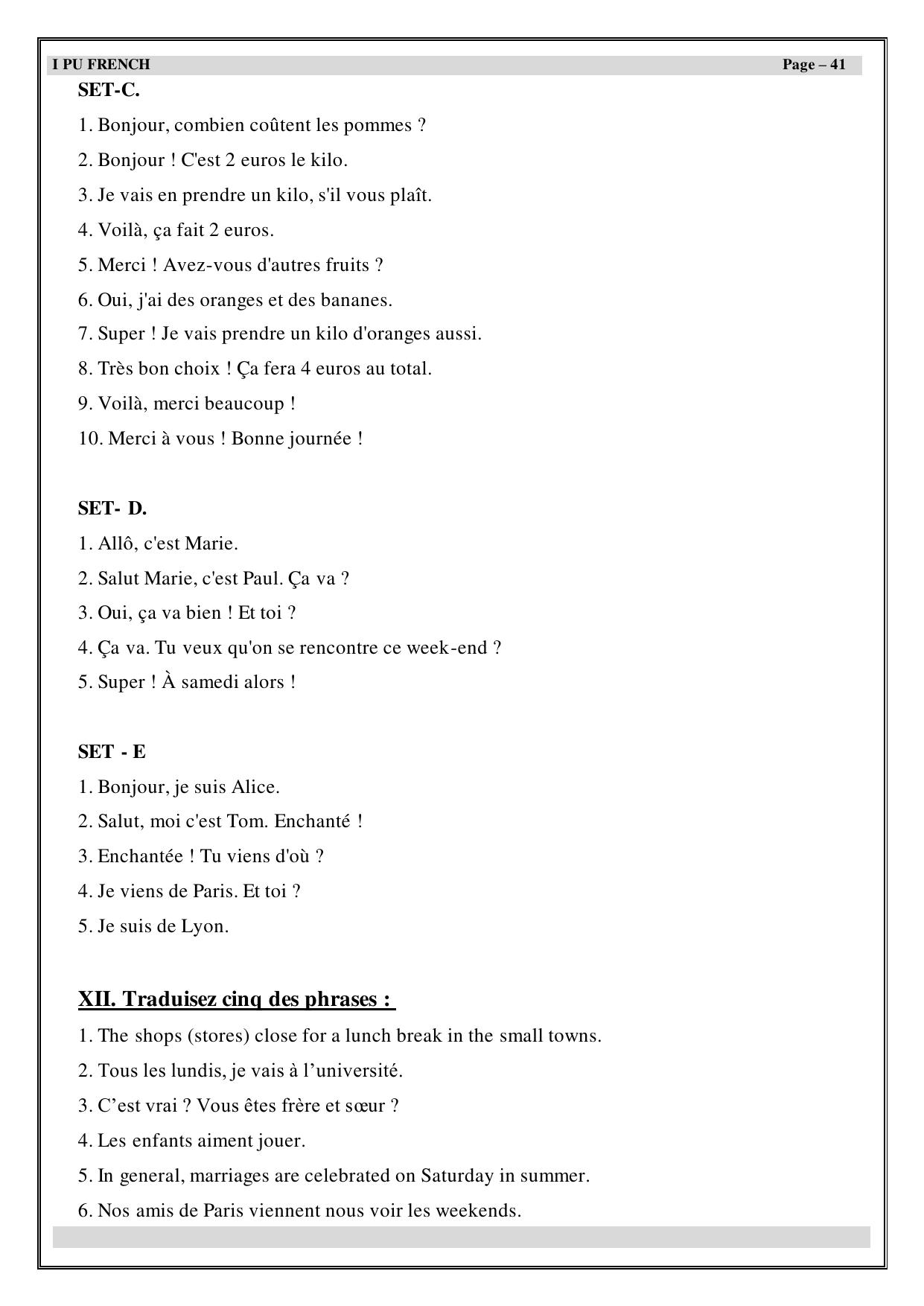 Karnataka 1st PUC Question Bank 2025 - French - Page 42