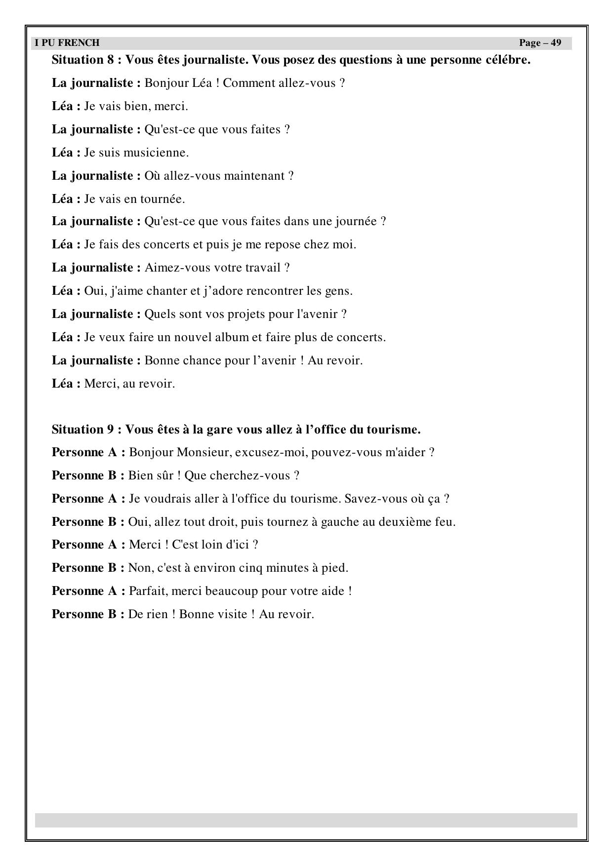 Karnataka 1st PUC Question Bank 2025 - French - Page 50