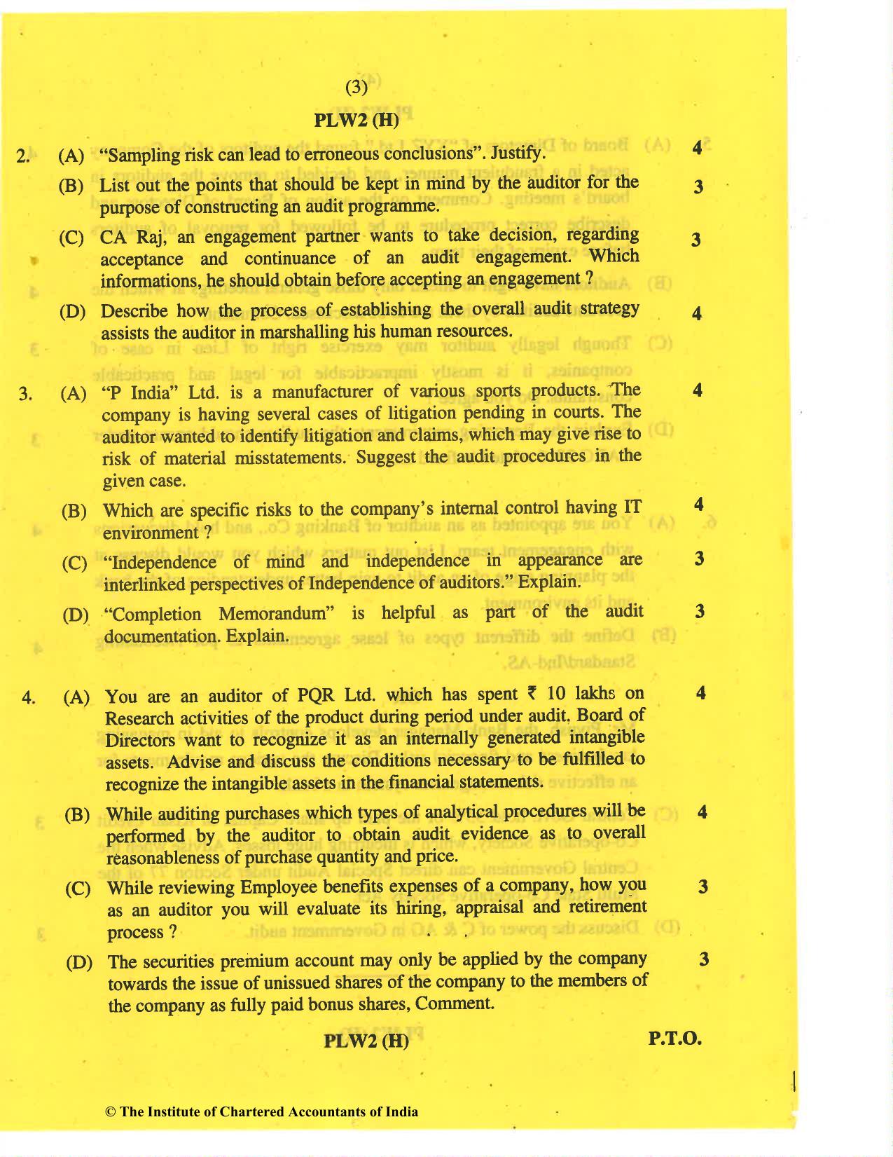 CA Inter May 2019 Question Paper - Paper 6 – Auditing and Assurance - Page 3