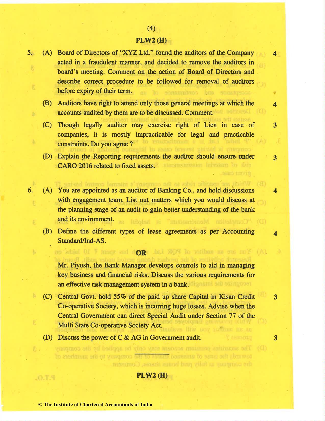 CA Inter May 2019 Question Paper - Paper 6 – Auditing and Assurance - Page 4