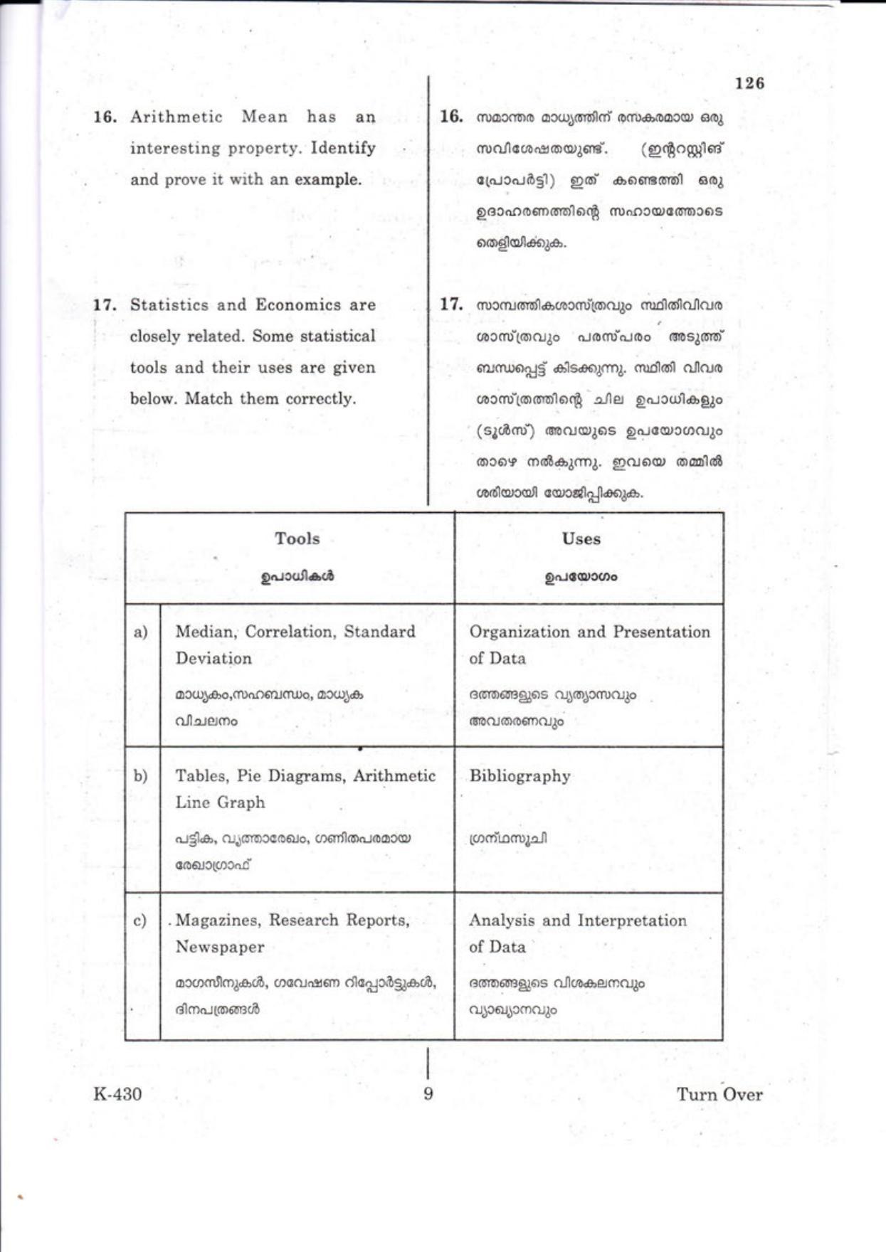 Kerala Plus One 2018 Economics Question Papers - Page 9