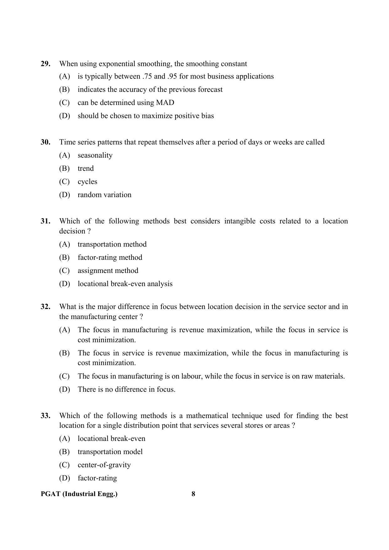 OJEE PGAT 2013 Industrial Engineering Question Paper - Page 7