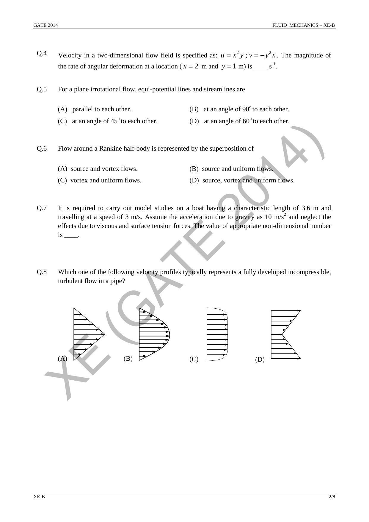 GATE 2014 Engineering Sciences (XE) Question Paper with Answer Key