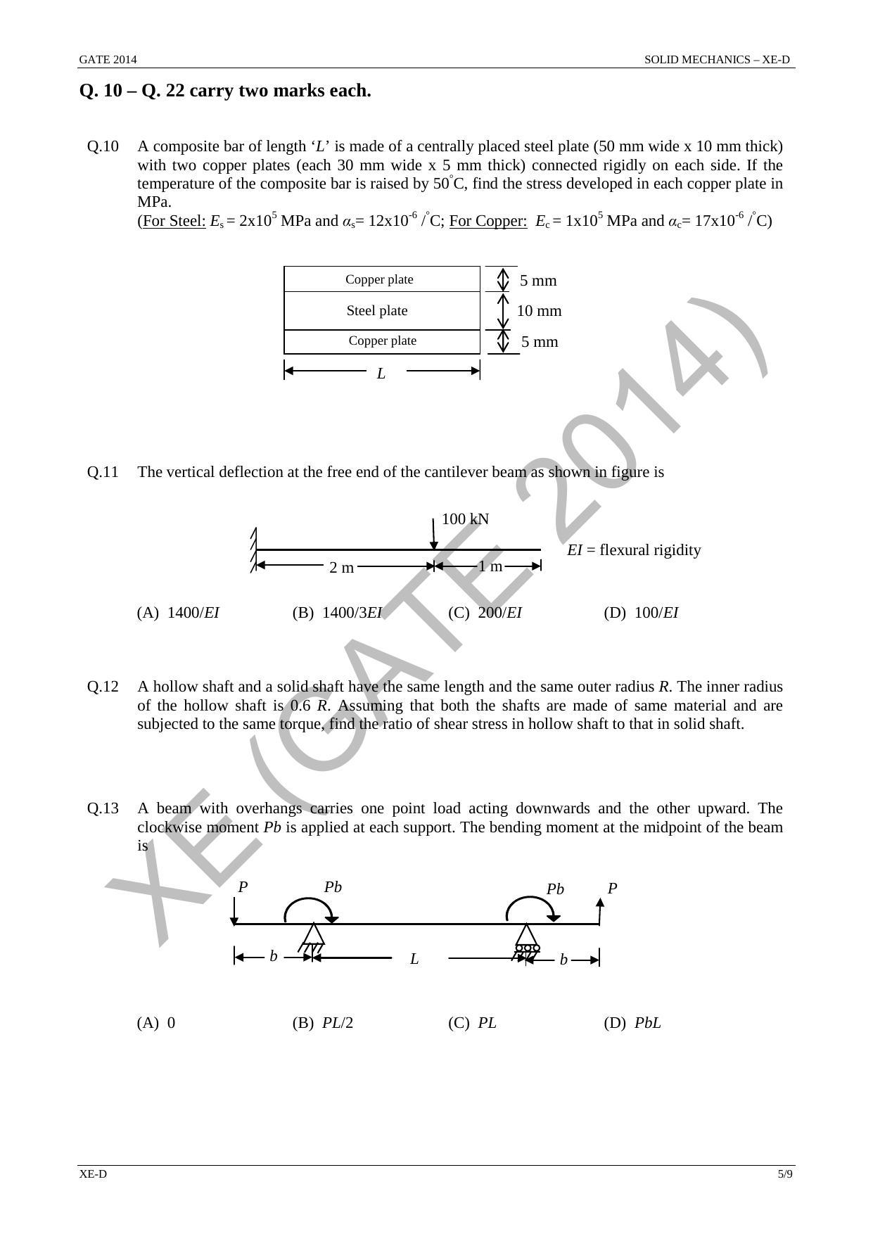 GATE 2014 Engineering Sciences (XE) Question Paper with Answer Key - Page 26