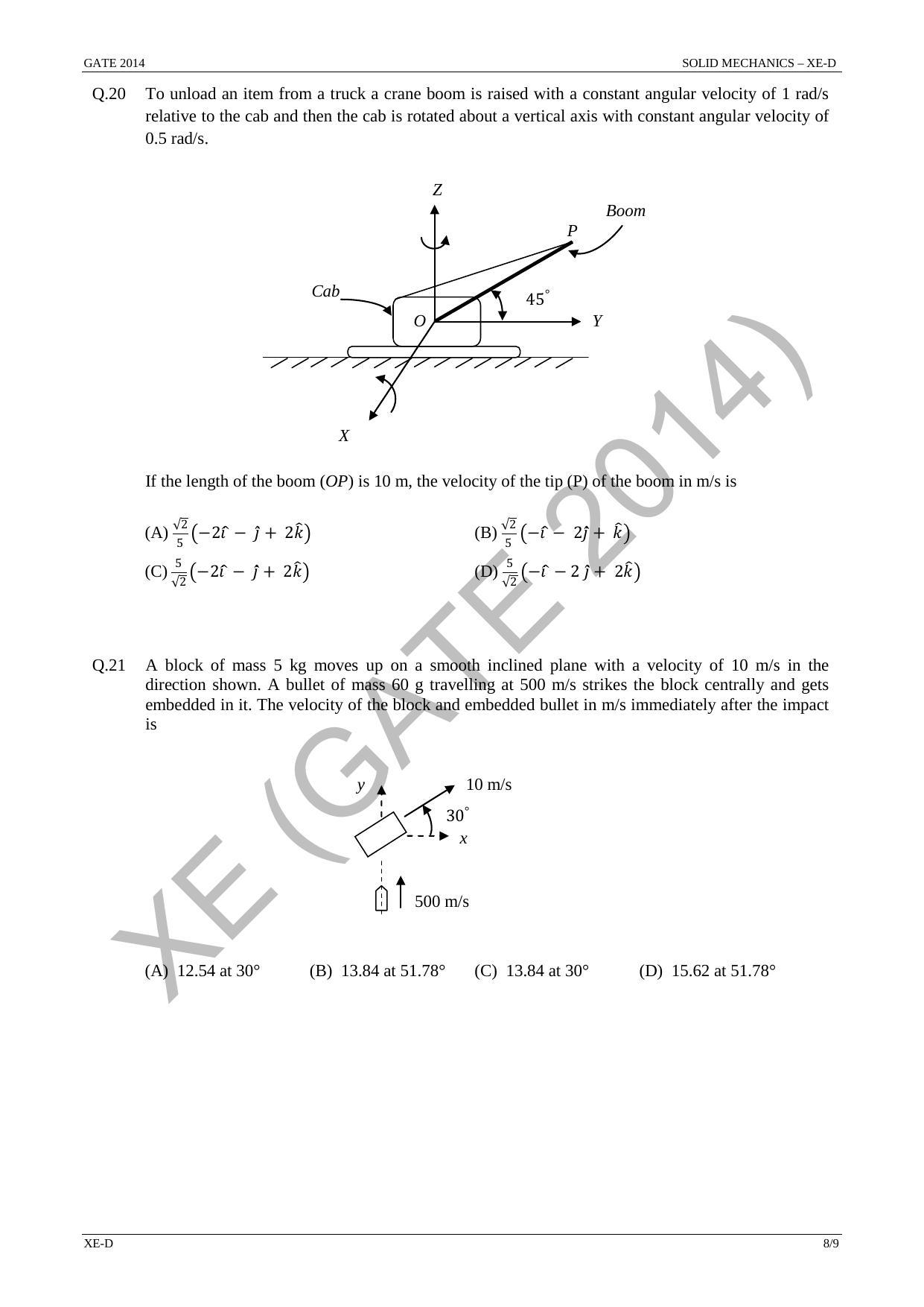 GATE 2014 Engineering Sciences (XE) Question Paper with Answer Key - Page 29
