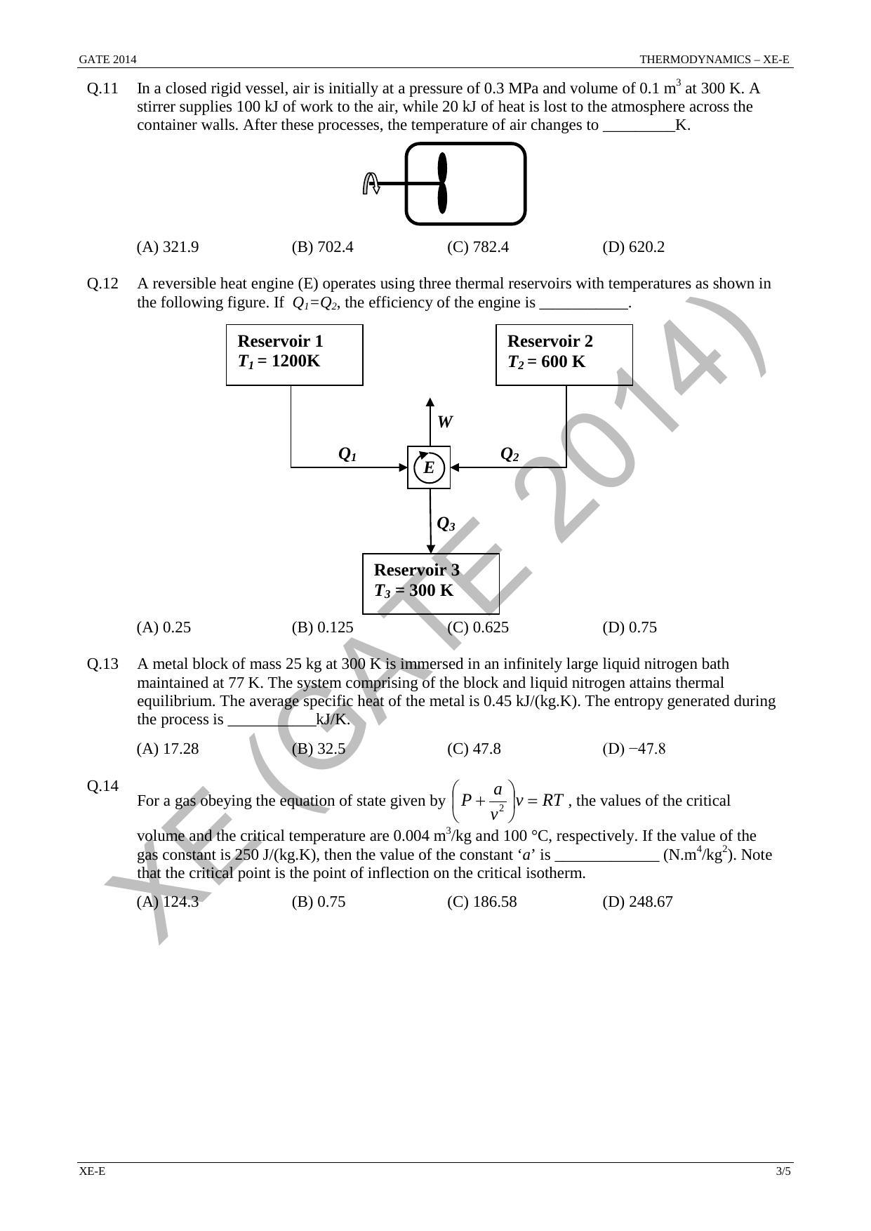 GATE 2014 Engineering Sciences (XE) Question Paper with Answer Key - Page 33
