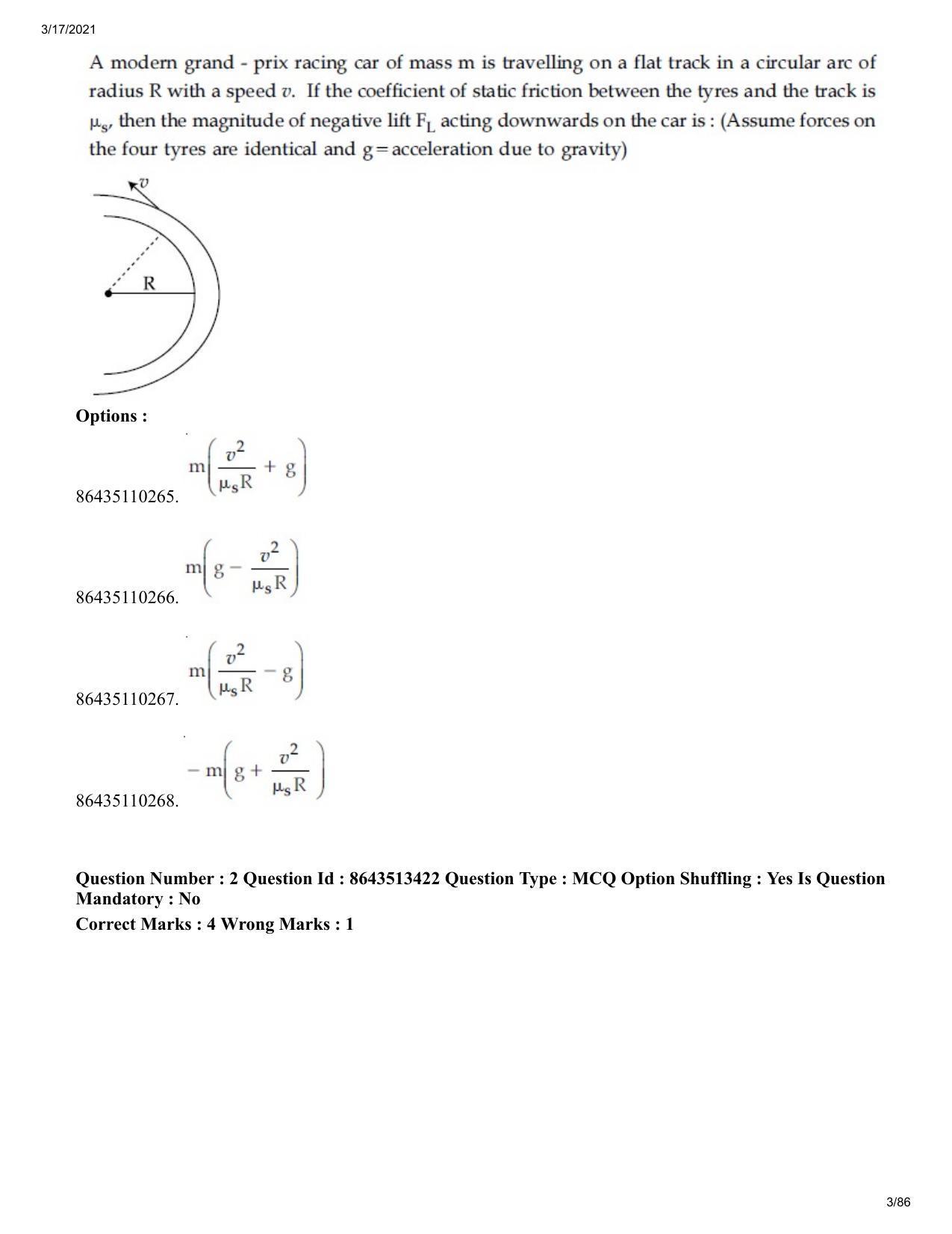 JEE Mains 2021: BTech EA (Shift 1) 17-03-2021 Question Paper - Page 3