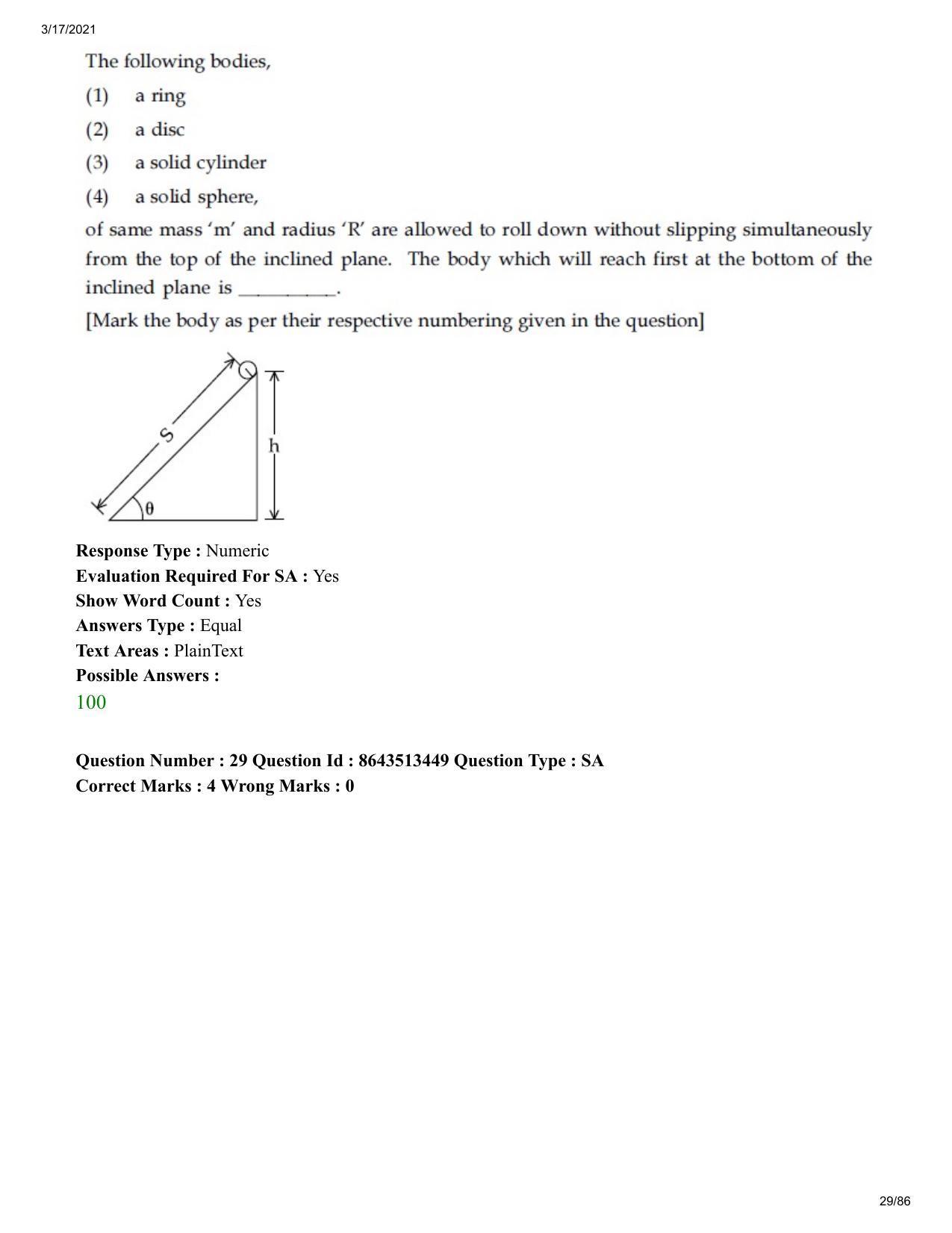 JEE Mains 2021: BTech EA (Shift 1) 17-03-2021 Question Paper - Page 29