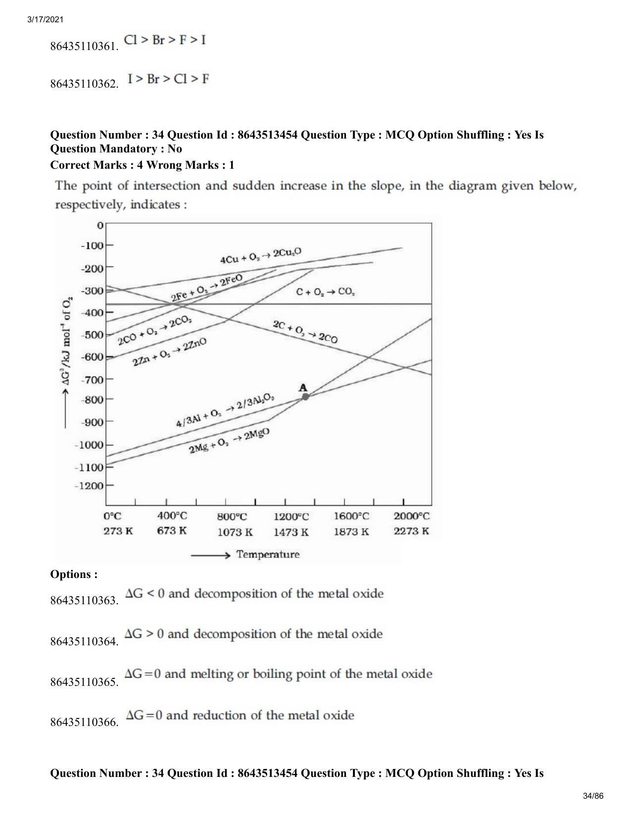 JEE Mains 2021: BTech EA (Shift 1) 17-03-2021 Question Paper - Page 34