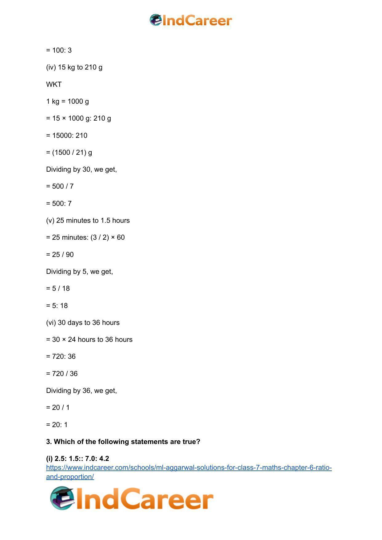 ML Aggarwal Solutions for Class 7 Maths Chapter 6- Ratio and Proportion - Page 5