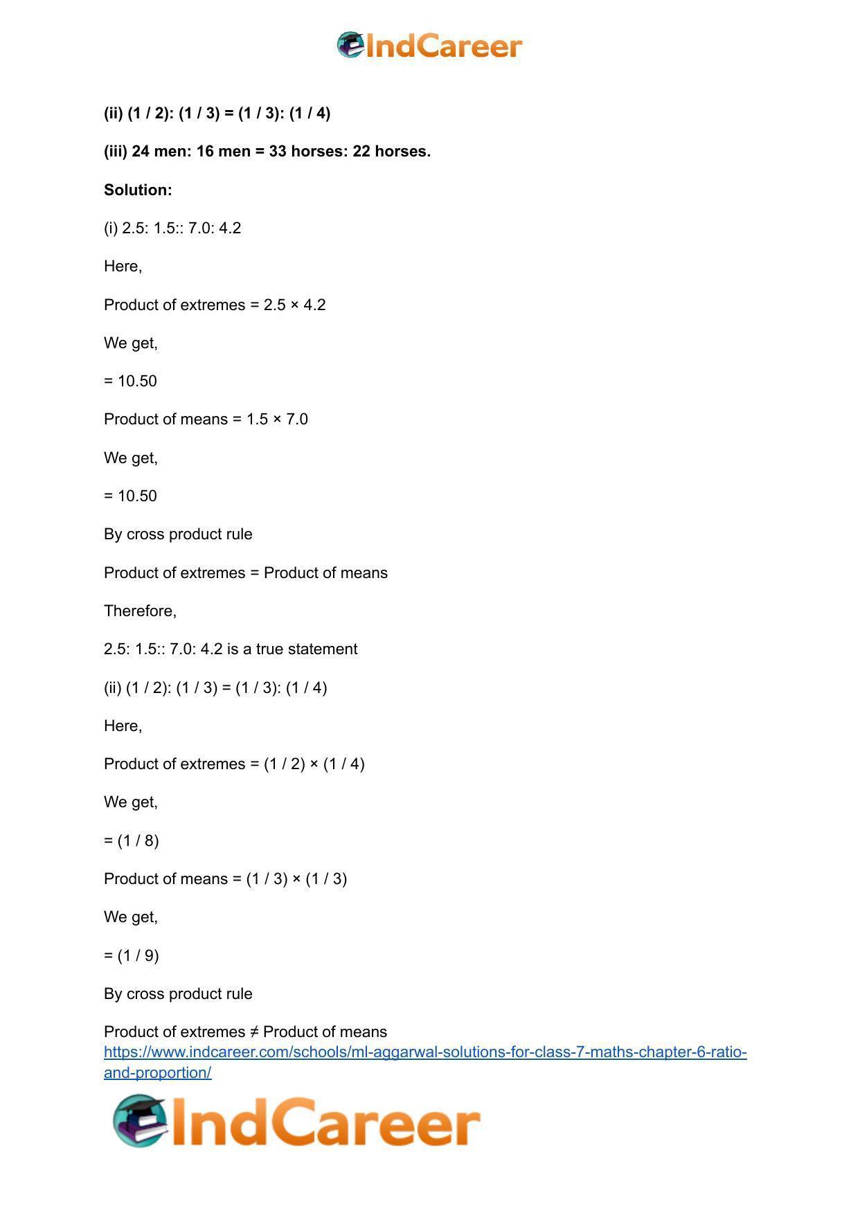 ML Aggarwal Solutions for Class 7 Maths Chapter 6- Ratio and Proportion - Page 6