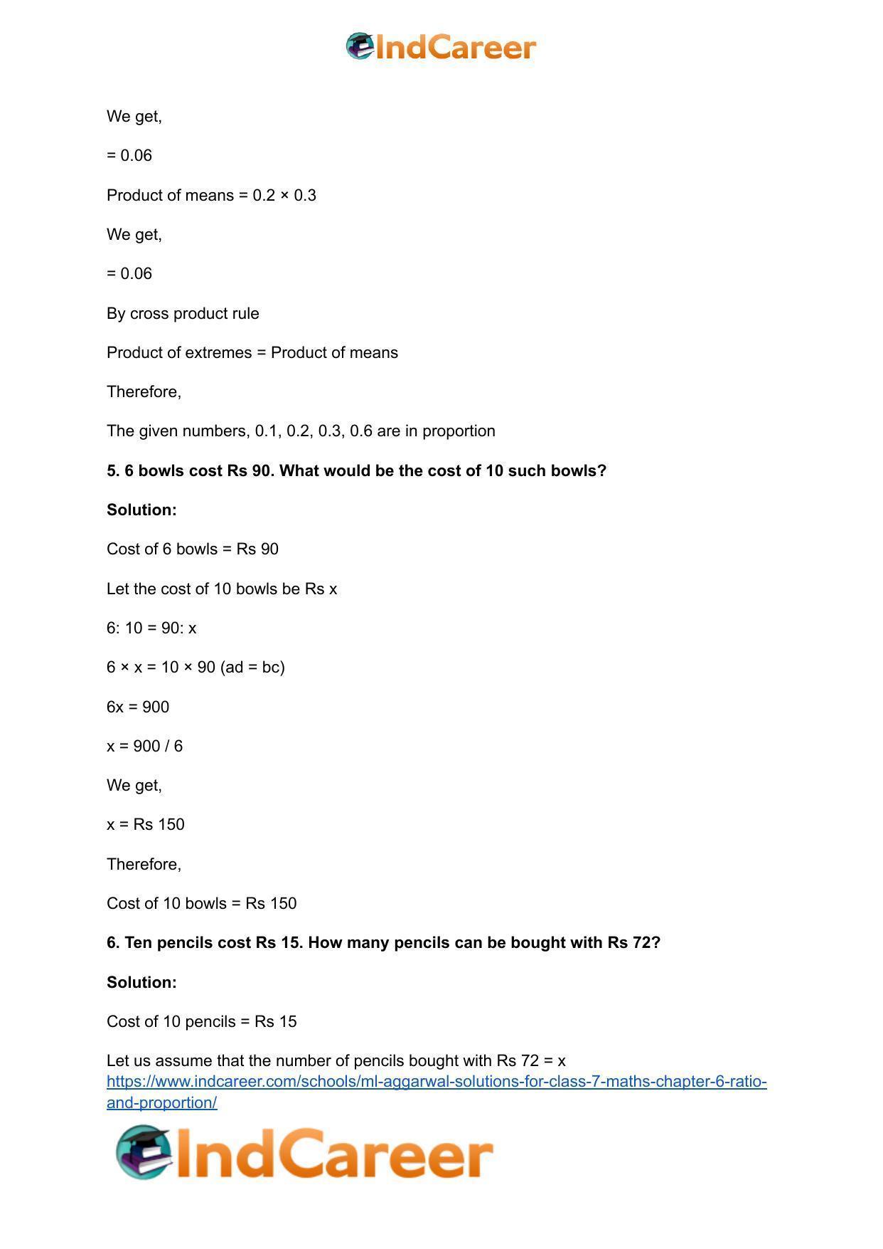 ML Aggarwal Solutions for Class 7 Maths Chapter 6- Ratio and Proportion - Page 9