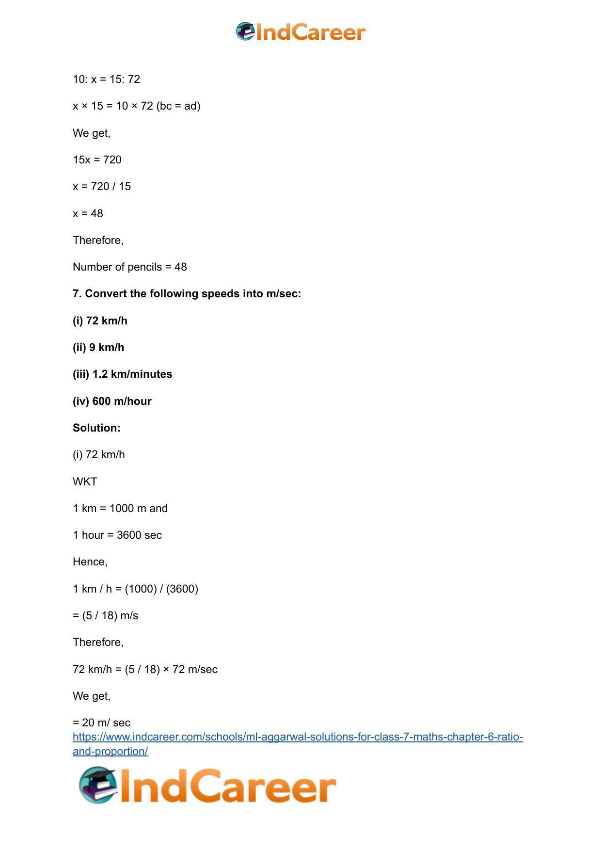 ML Aggarwal Solutions for Class 7 Maths Chapter 6- Ratio and Proportion - Page 10