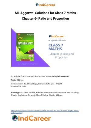 ML Aggarwal Solutions for Class 7 Maths Chapter 6- Ratio and Proportion