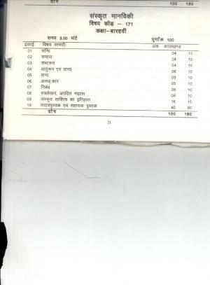 CGBSE Class 12th Syllabus 2021-2022 – Sanskrit