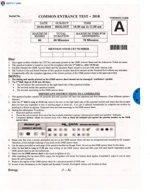 KCET Biology 2018 Question Papers
